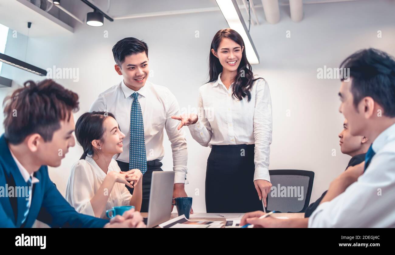 Corporate business team and manager in meeting Stock Photo