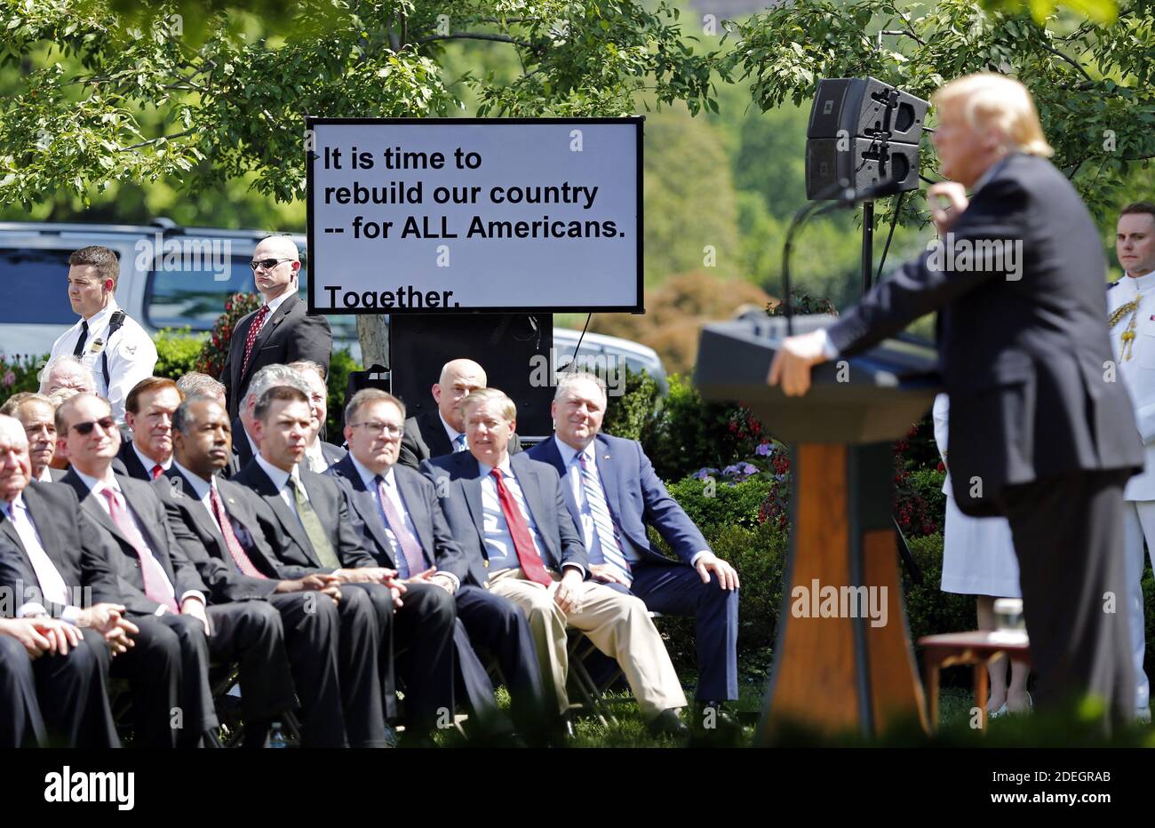 U.S. President Donald J. Trump makes remarks on immigration policy in ...