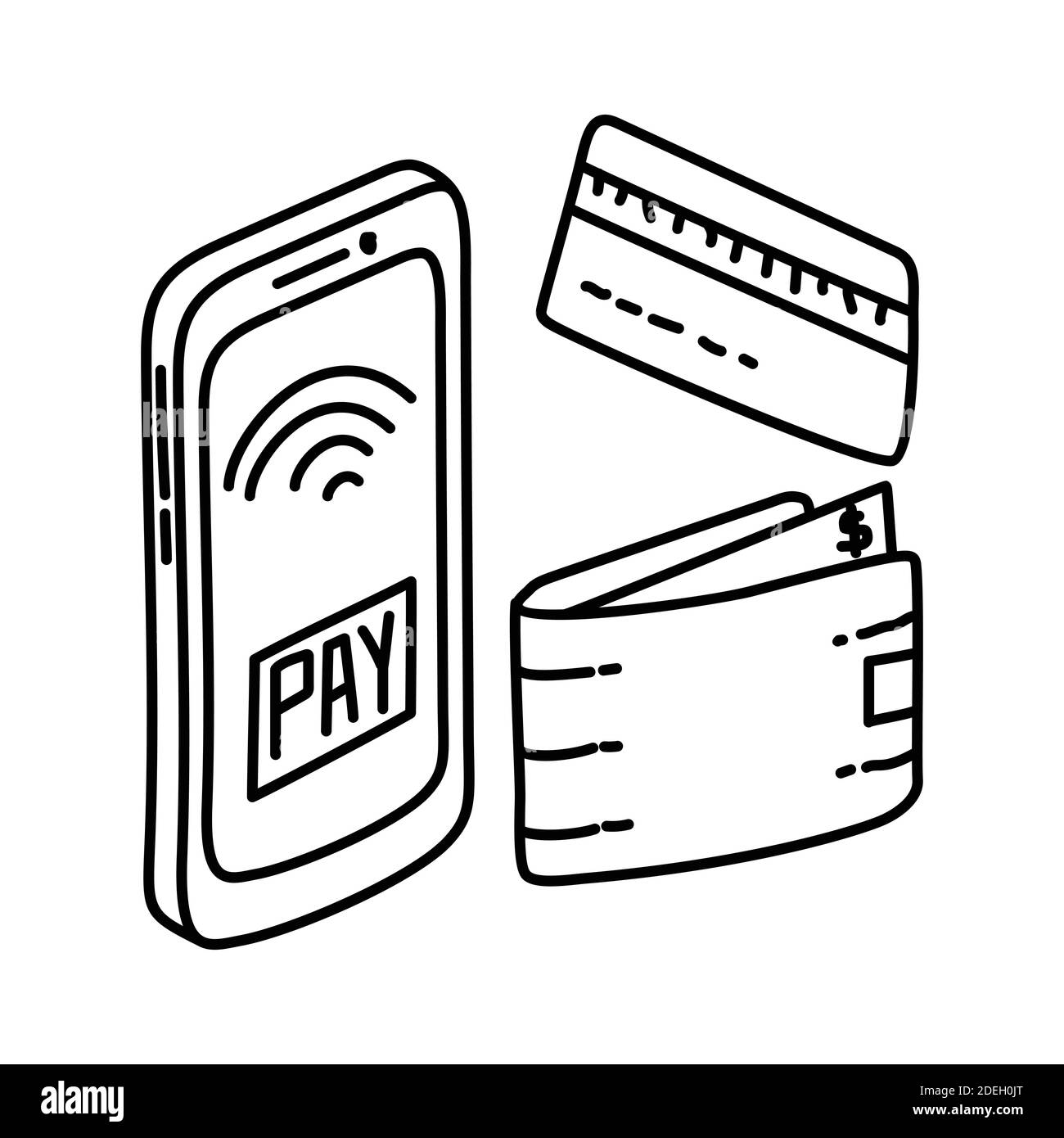 Payment Methods Shopping Hand Drawn Icon Set Vector Stock Vector Image