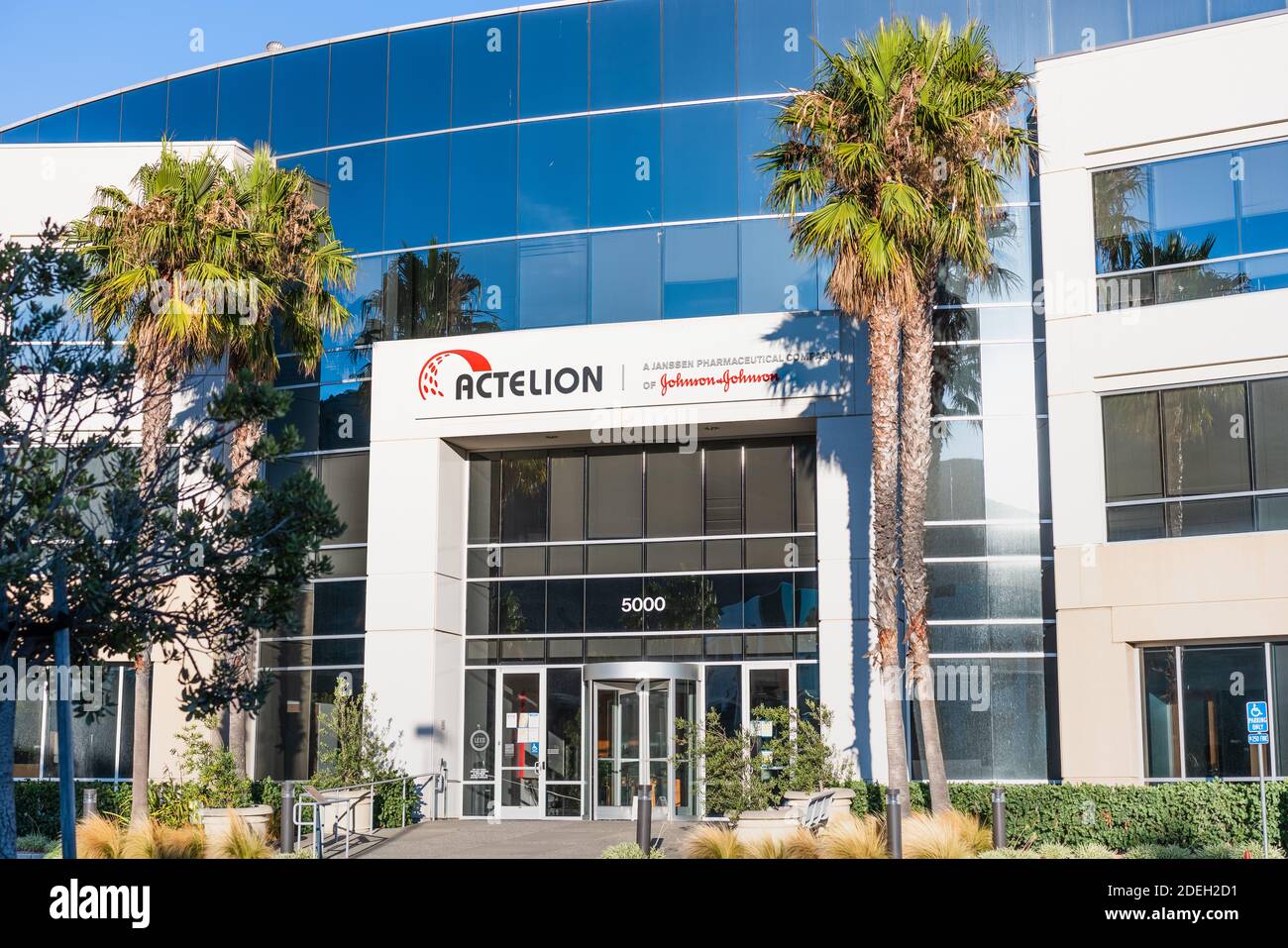 Sep 21, 2020 South San Francisco / CA / USA - Actelion headquarters in Silicon Valley; Actelion is a pharmaceuticals and biotechnology company part of Stock Photo