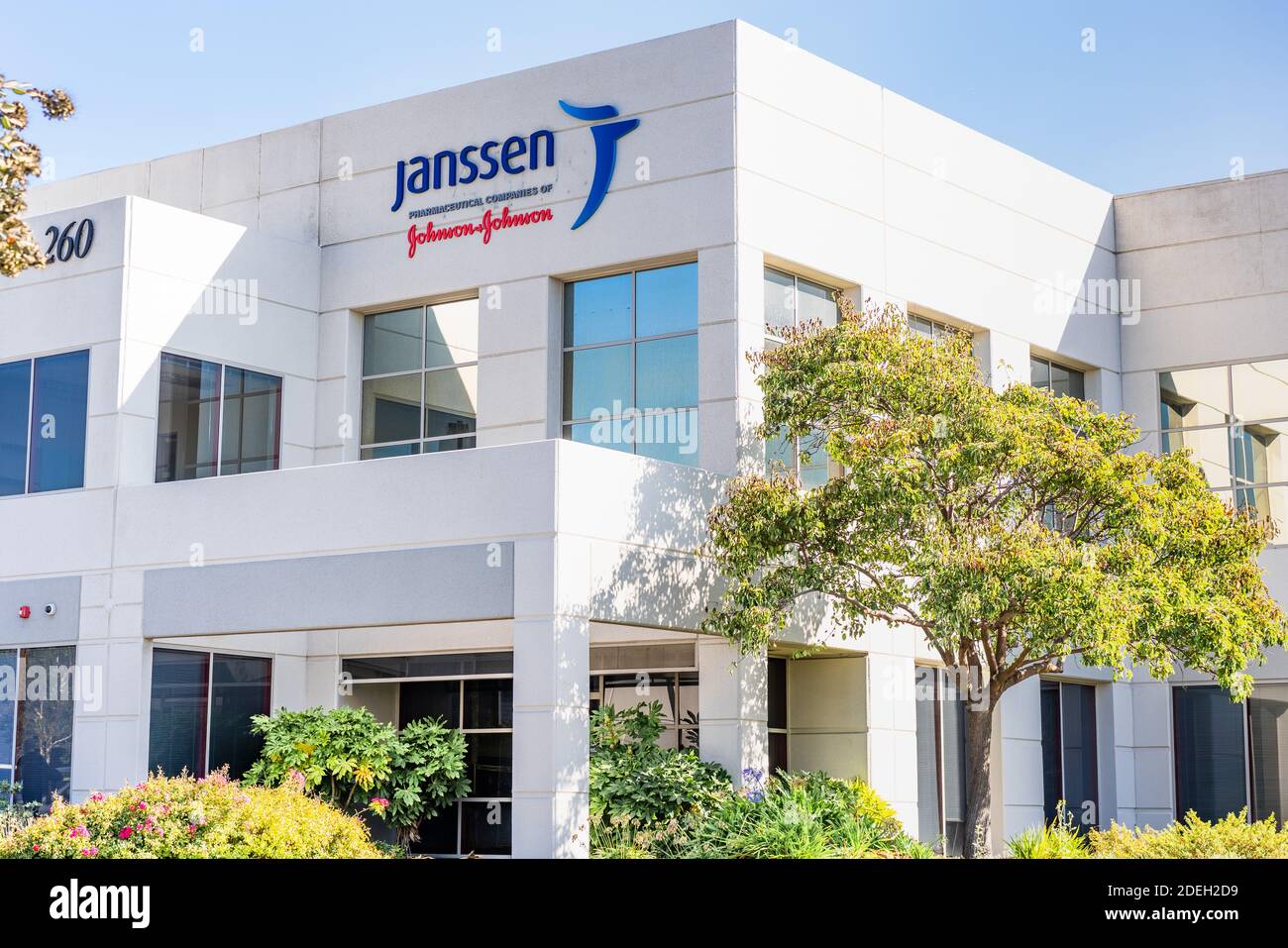 Sep 21, 2020 South San Francisco / CA / USA - Janssen headquarters in Silicon Valley; Janssen Research and Development, part of Johnson & Johnson, is Stock Photo