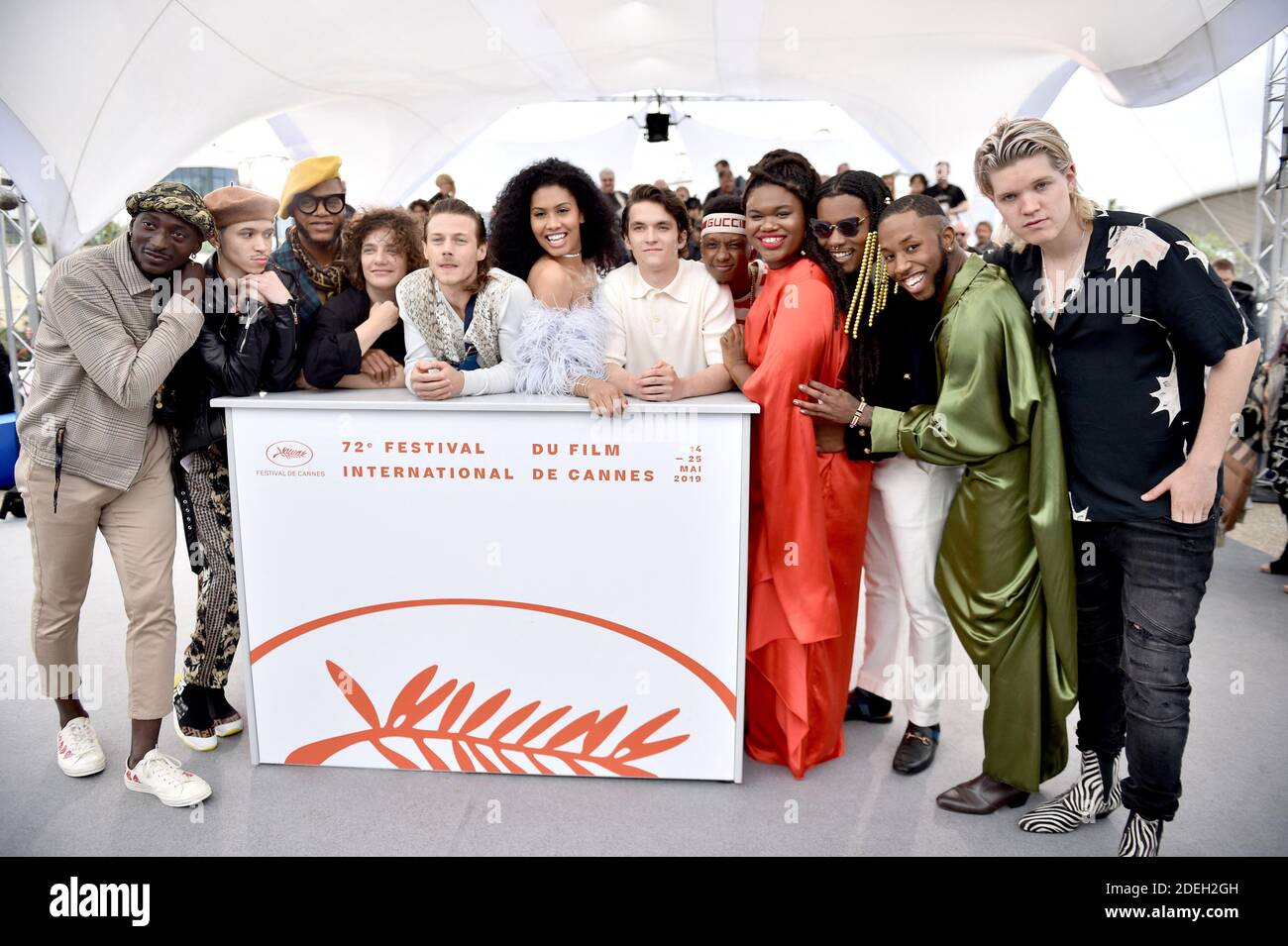 William Dufault, Paris Warren, Devon Carpenter, Jari Jones, Isaiah Wilder, Fionn Whitehead, Lenya Bloom, McCaul Lombardi, Danielle Lessovitz Taliek Jeqon, Eddy Plaza and Christopher Quarles attend the photocall for 'Port Authority' during the 72nd annual Cannes Film Festival on May 19, 2019 in Cannes, France. Photo by Lionel Hahn/ABACAPRESS.COM Stock Photo