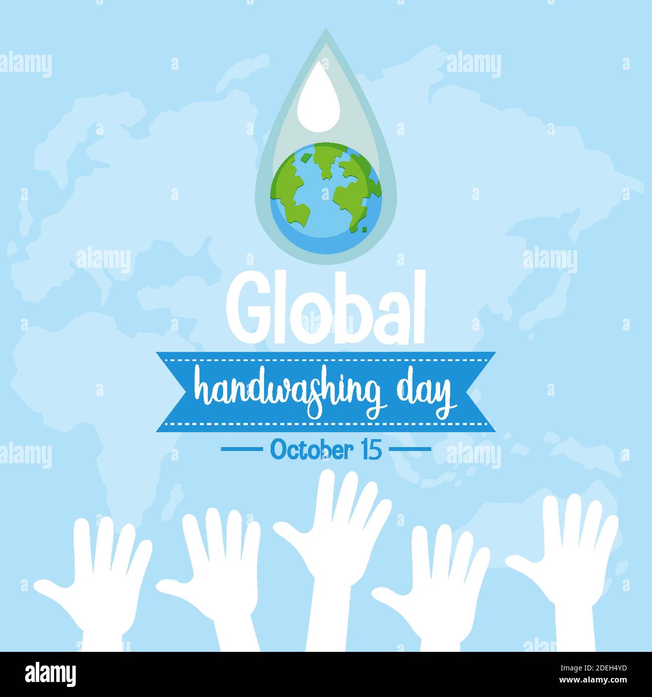 Global Hand washing Day logo with hands and map background illustration ...