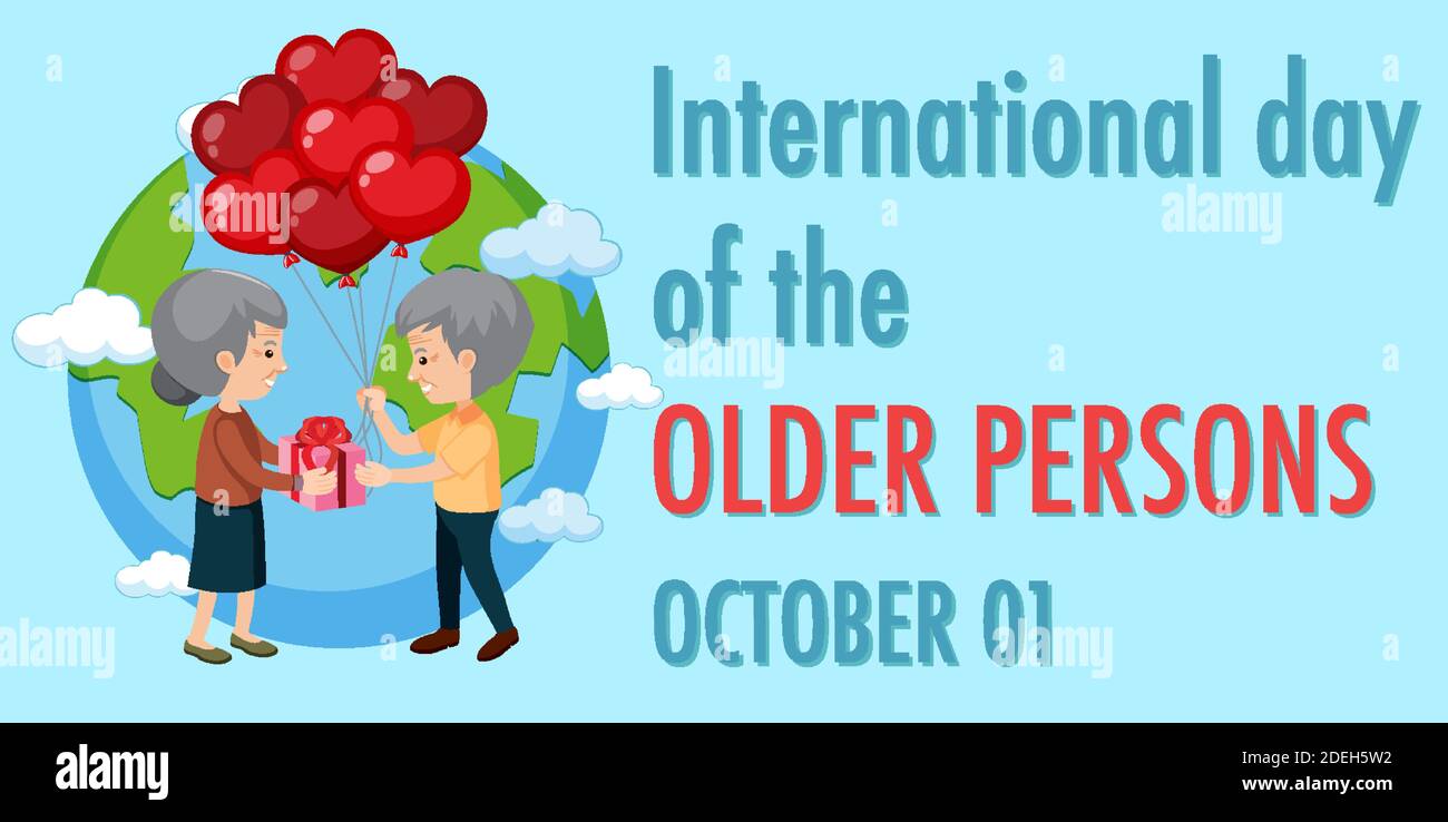 International Day of the Older Persons 1st October logo with a old ...