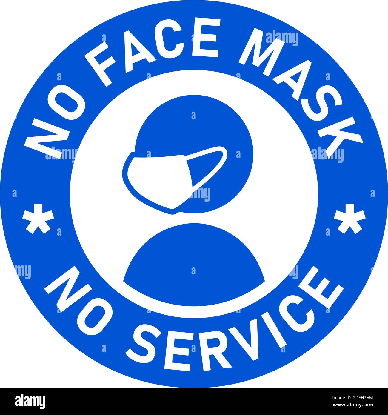No Face Mask No Service or Wear a Mask Round Badge Sticker Icon with