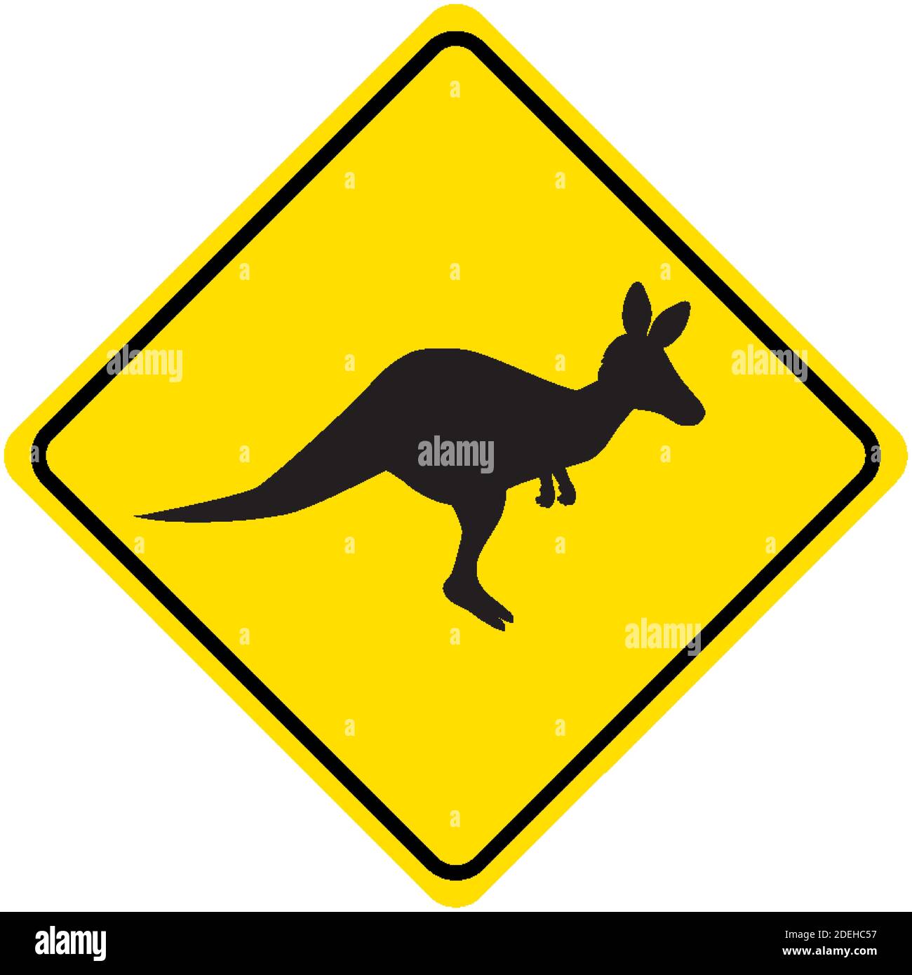 Kangaroo crossing sign isolated on white background illustration Stock