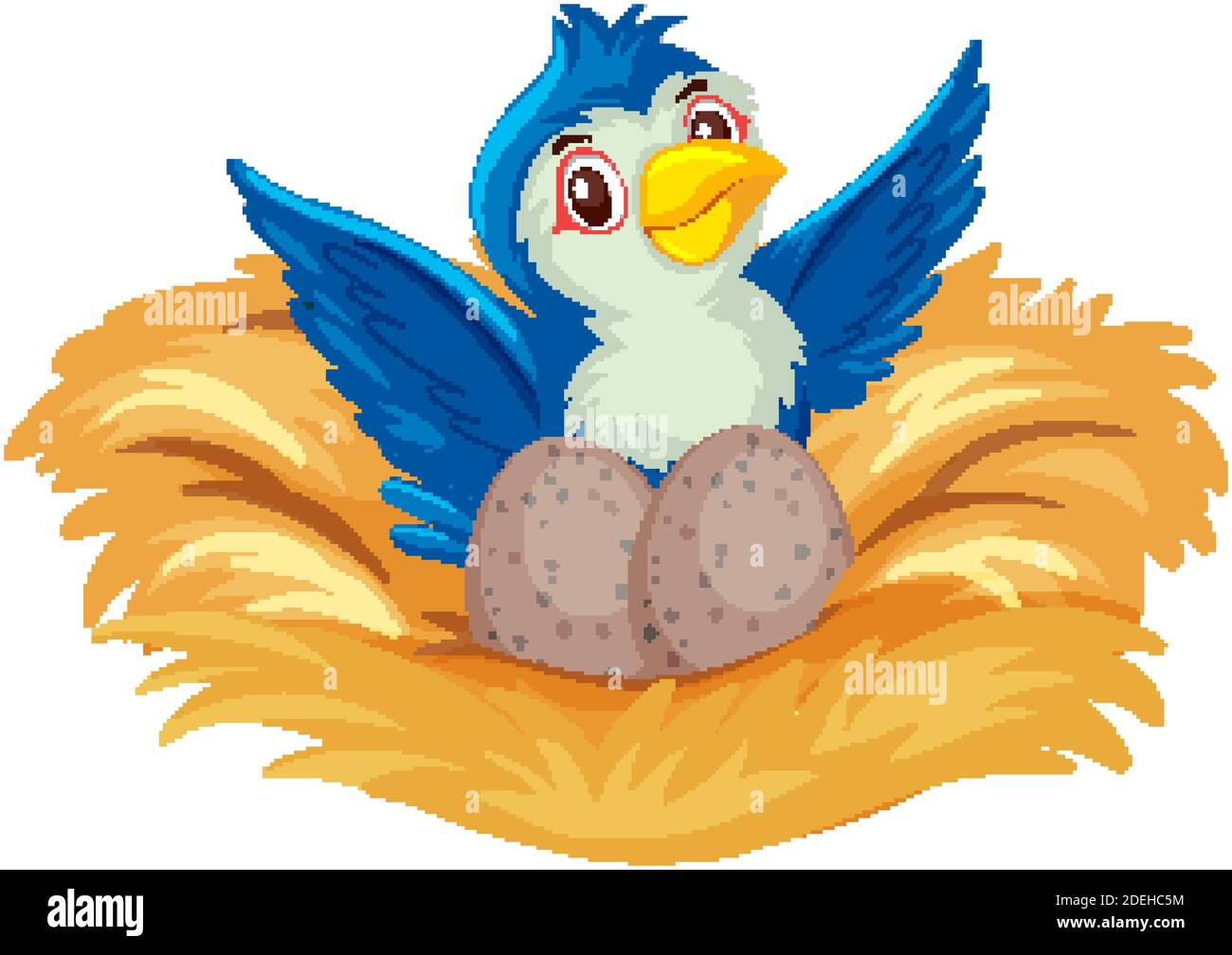 Blue bird on the nest with eggs illustration Stock Vector Image & Art ...