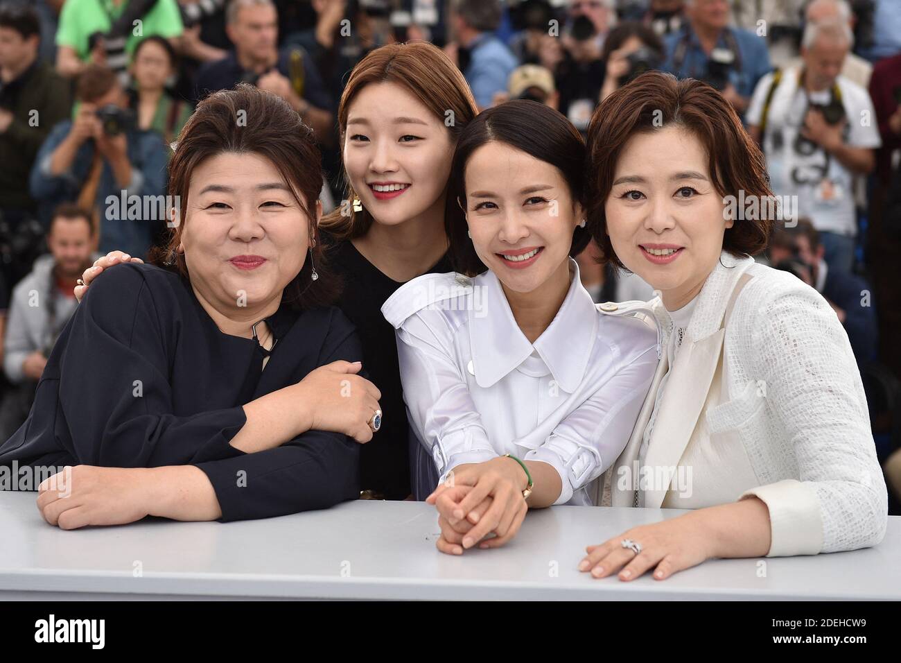 Lee Jung-Eun, Park So-dam, Cho Yeo-jeong and Chang Hyae-Jin attend the photocall for 'Parasite' during the 72nd annual Cannes Film Festival on May 22, 2019 in Cannes, France Stock Photo