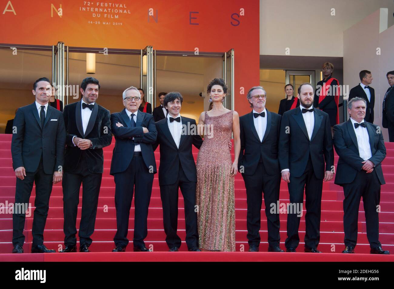 Pierfrancesco Favino, Maria Fernanda Candido, Marco Bellocchio, Luigi Lo Cascio, Fausto Russo Alesi and guests arriving on the red carpet of 'The Traitor (Il Traditore)' screening held at the Palais Des Festivals in Cannes, France on May 23, 2019 as part of the 72th Cannes Film Festival. Photo by Nicolas Genin/ABACAPRESS.COM Stock Photo