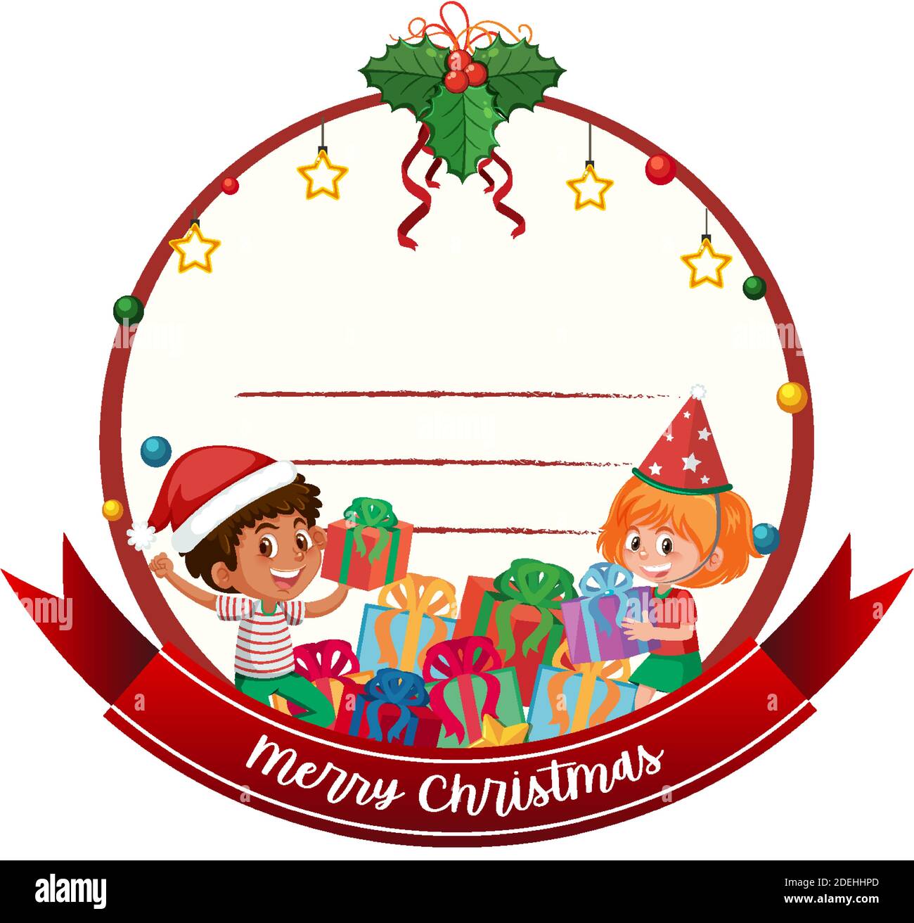 Blank Merry Christmas card template illustration Stock Vector Image ...