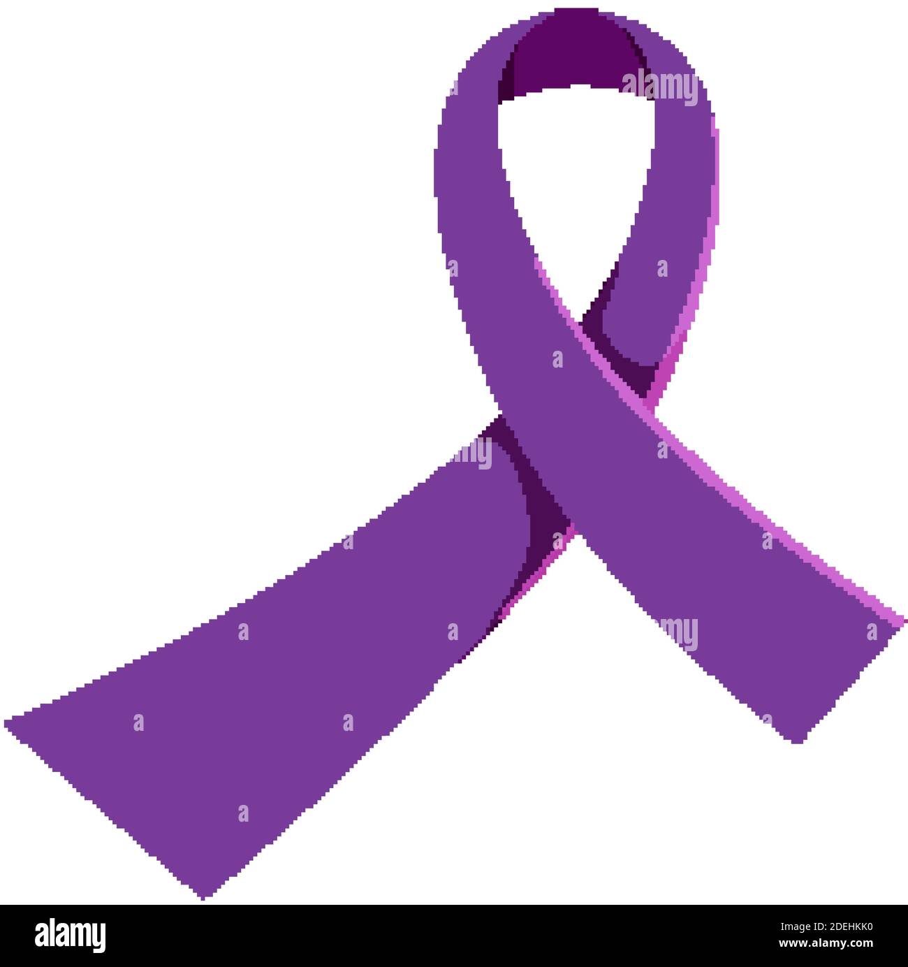 Purple ribbon symbolize awareness pancreatic cancer isolated on white