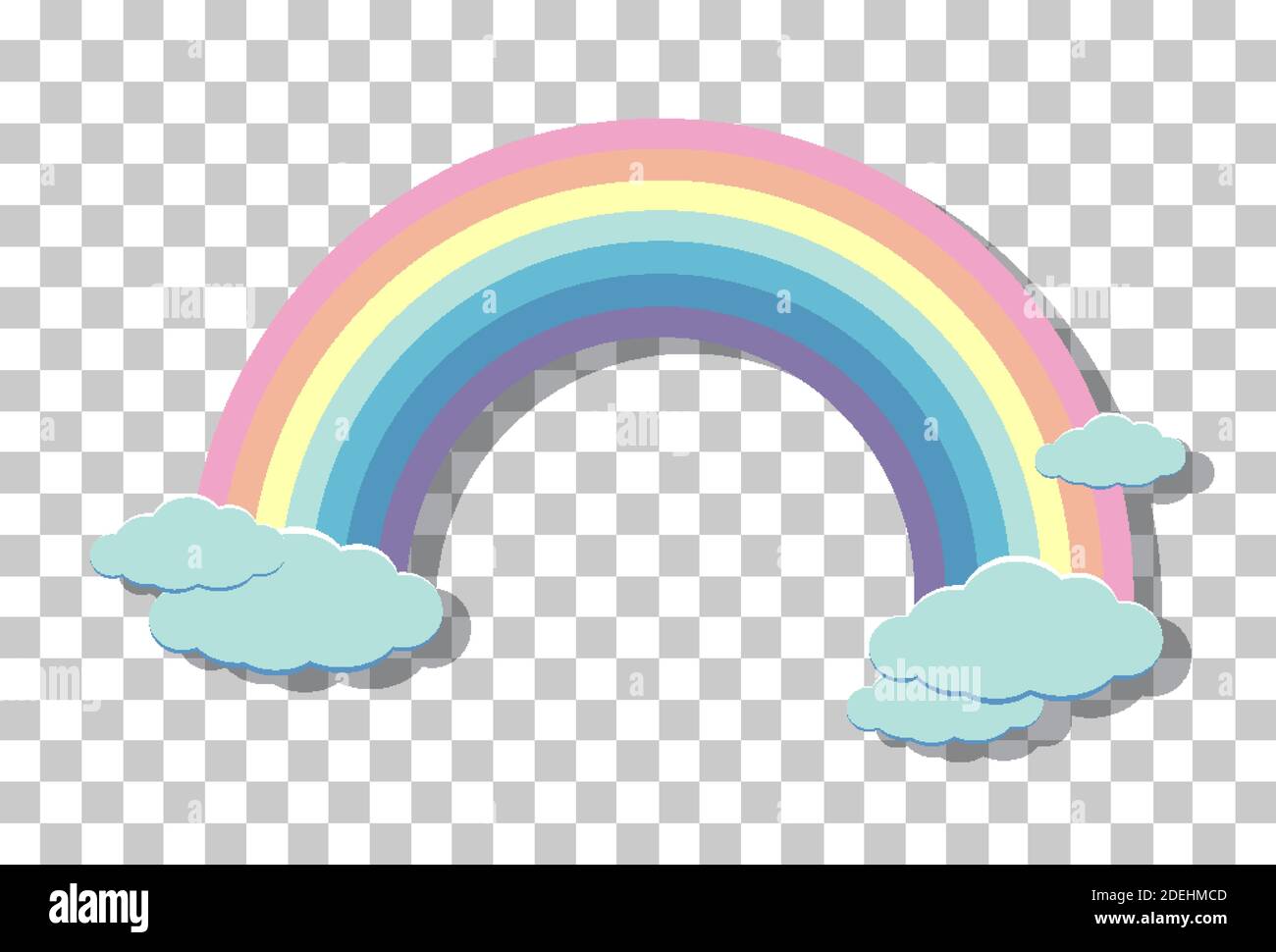 Pastel rainbow with clouds isolated on transparent background illustration  Stock Vector Image & Art - Alamy