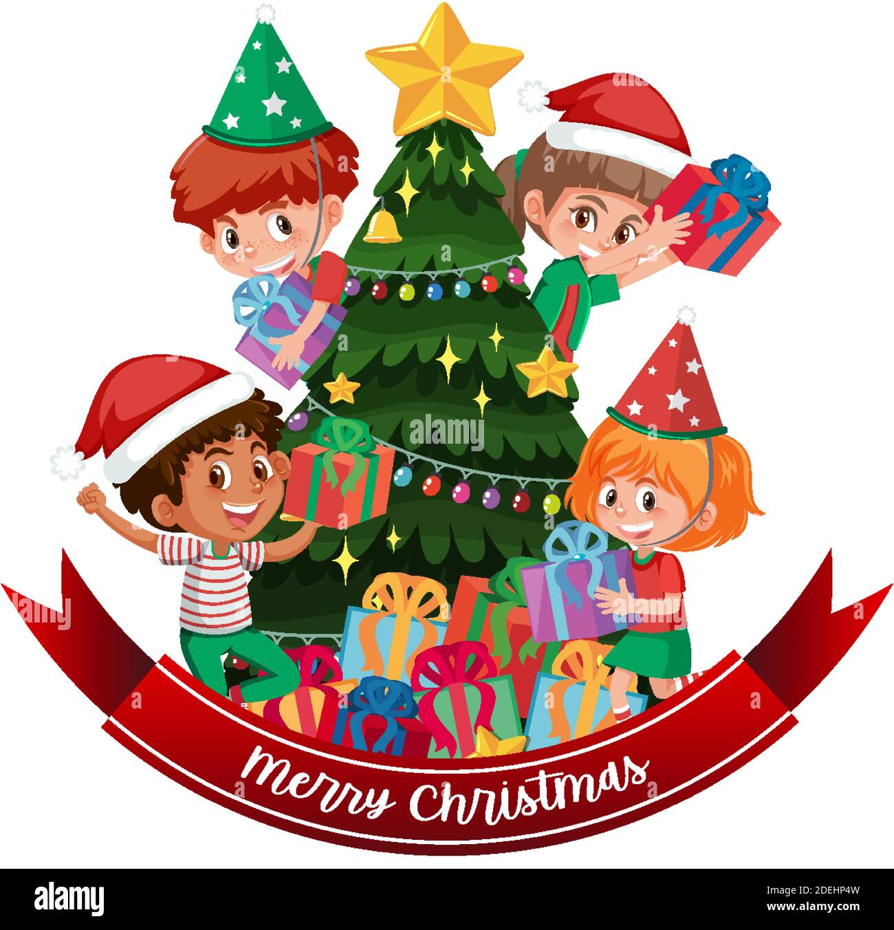Isolated Merry Christmas banner illustration Stock Vector Image & Art ...