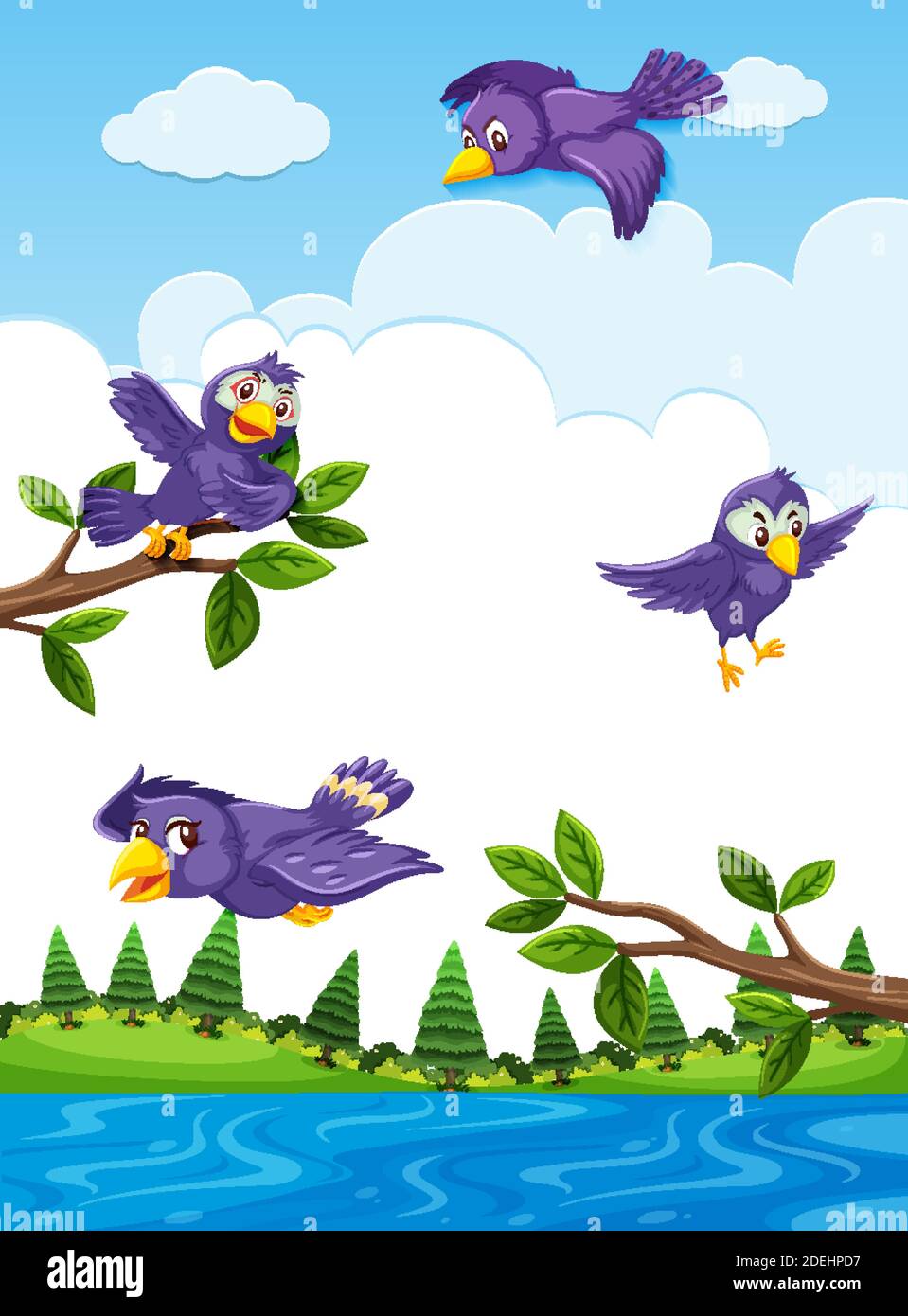 Flying birds in the nature illustration Stock Vector Image & Art - Alamy