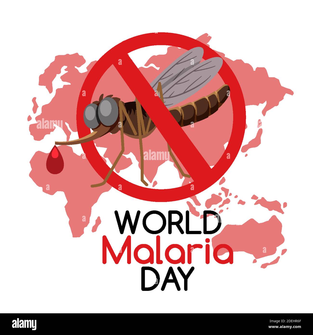 World Malaria Day logo or banner with no mosquito on world map ...