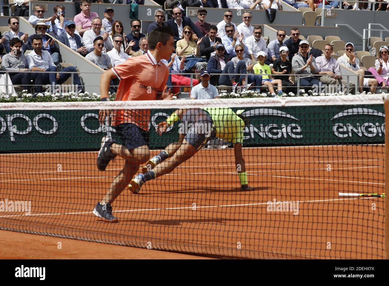Spain's Rafael Nadal playing in the first round of the 2019 BNP Paribas ...