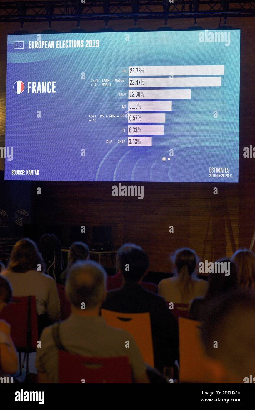 Electoral evening at the European Parliament in Strasbourg, France on May 26, 2019 for the European Elections 2019. Photo by Nicolas Roses/ABACAPRESS.COM Stock Photo