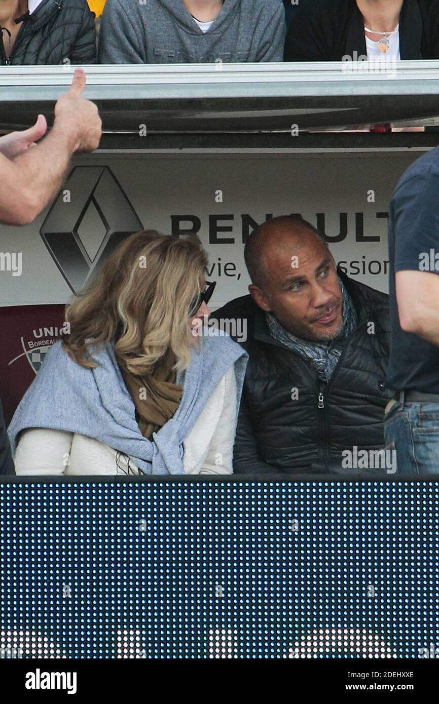 Valerie Trierweiler and her boyfriend Romain Magellan takes part in the charity match organized by French football player Pascal Olmeta for his association 'Un Sourire Un espoir pour la Vie' (A Smile, Hope for Life) at the Chaban Delmas Stadium. In Bordeaux, France, on may 27, 2019. Photo by Thibaud Moritz/ABACAPRESS.COM Stock Photo