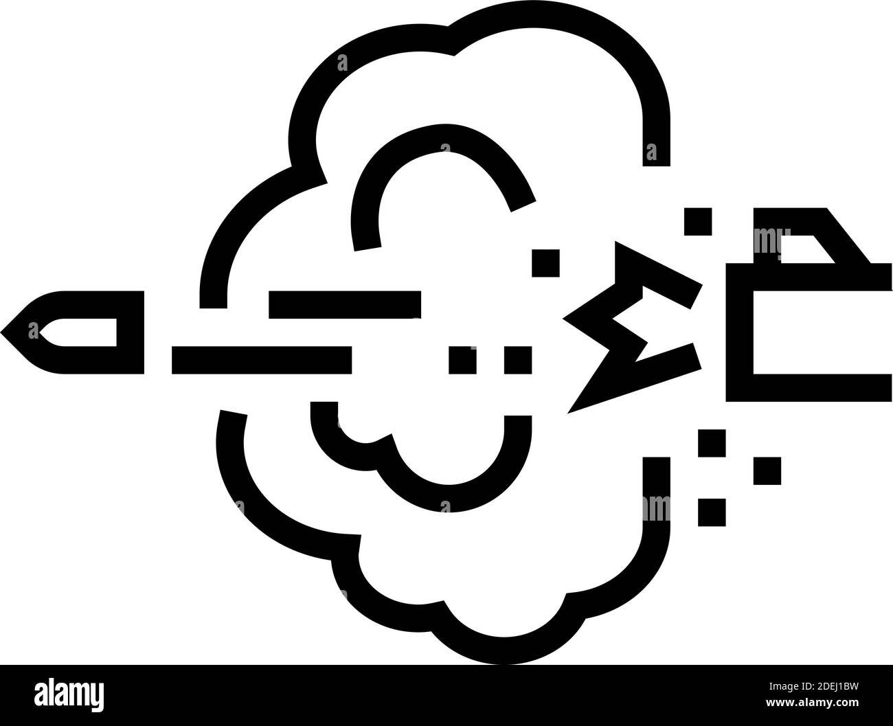 bullet expelling from gun barrel line icon vector illustration Stock ...