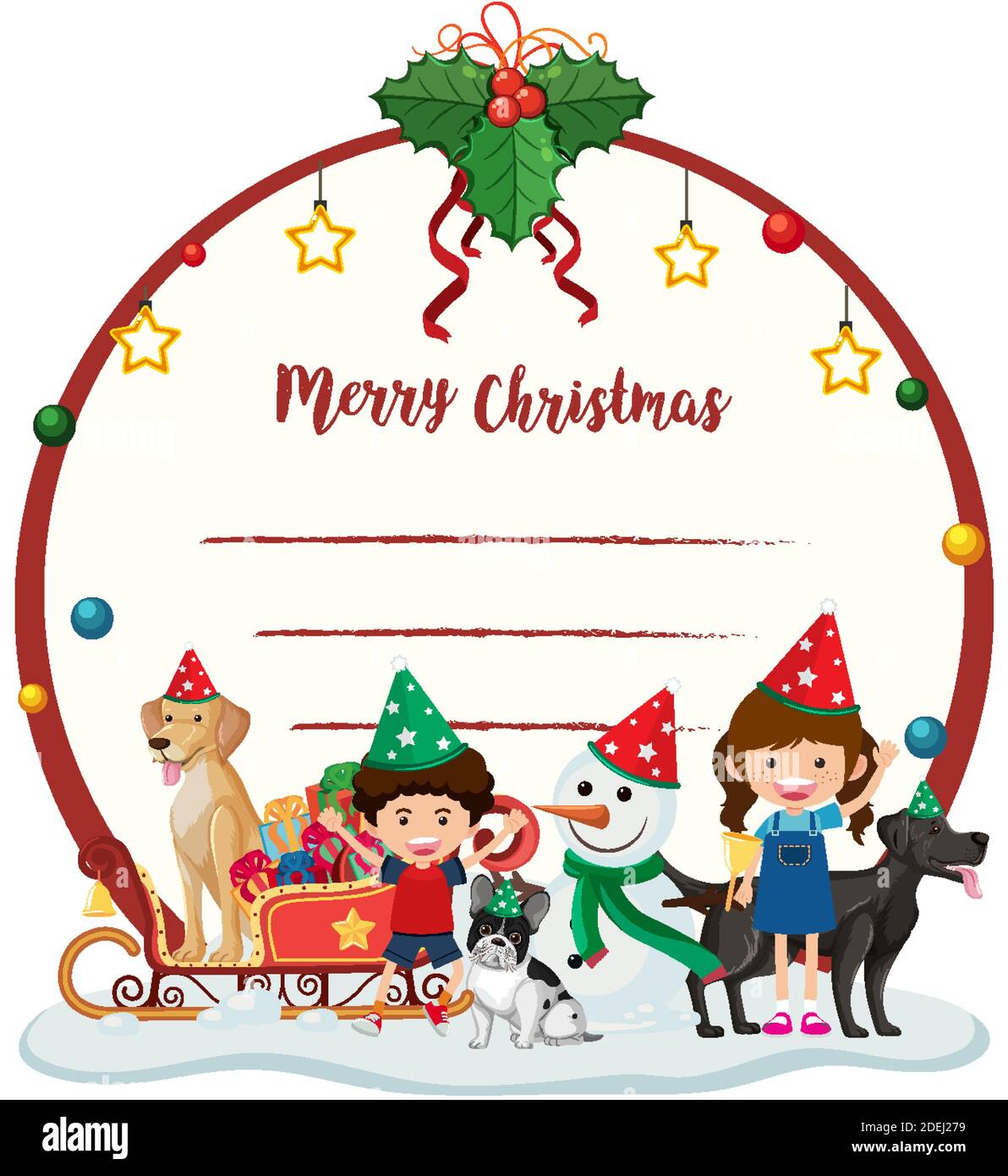 Blank Merry Christmas card template illustration Stock Vector Image ...