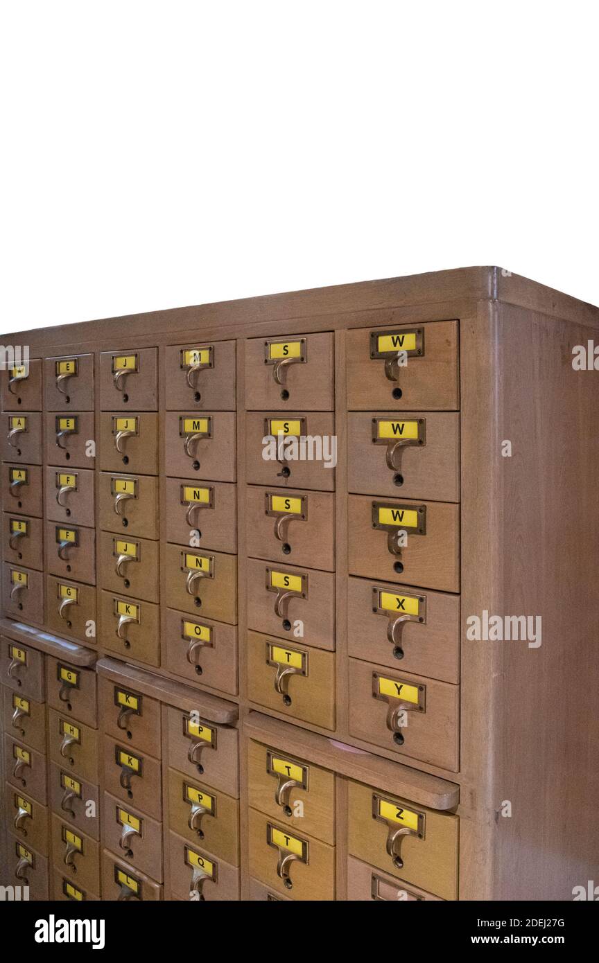 old library card cabinet Stock Photo