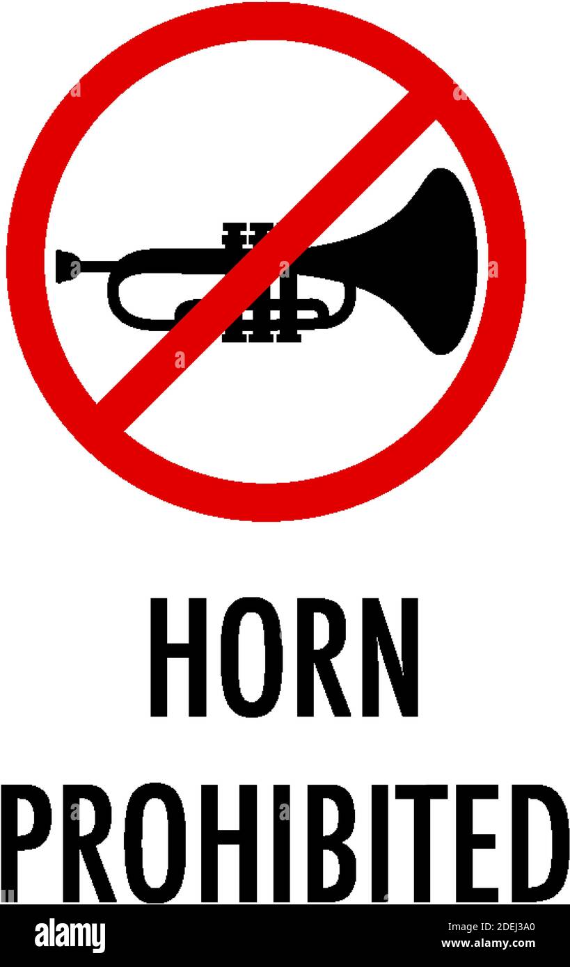 Horn prohibited sign on white background illustration Stock Vector