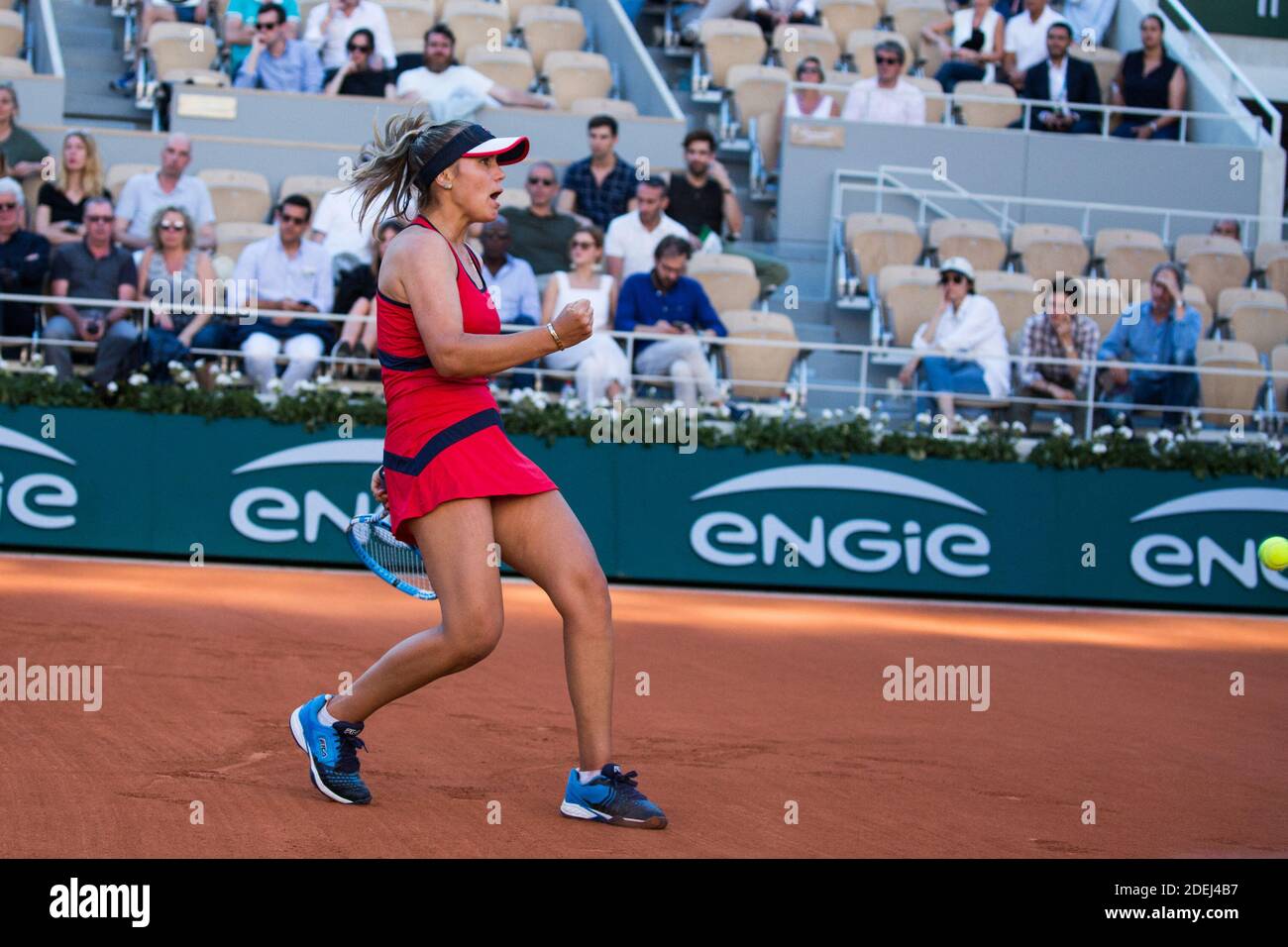 Sofia Kenin in action during French Tennis Open at Roland-Garros arena