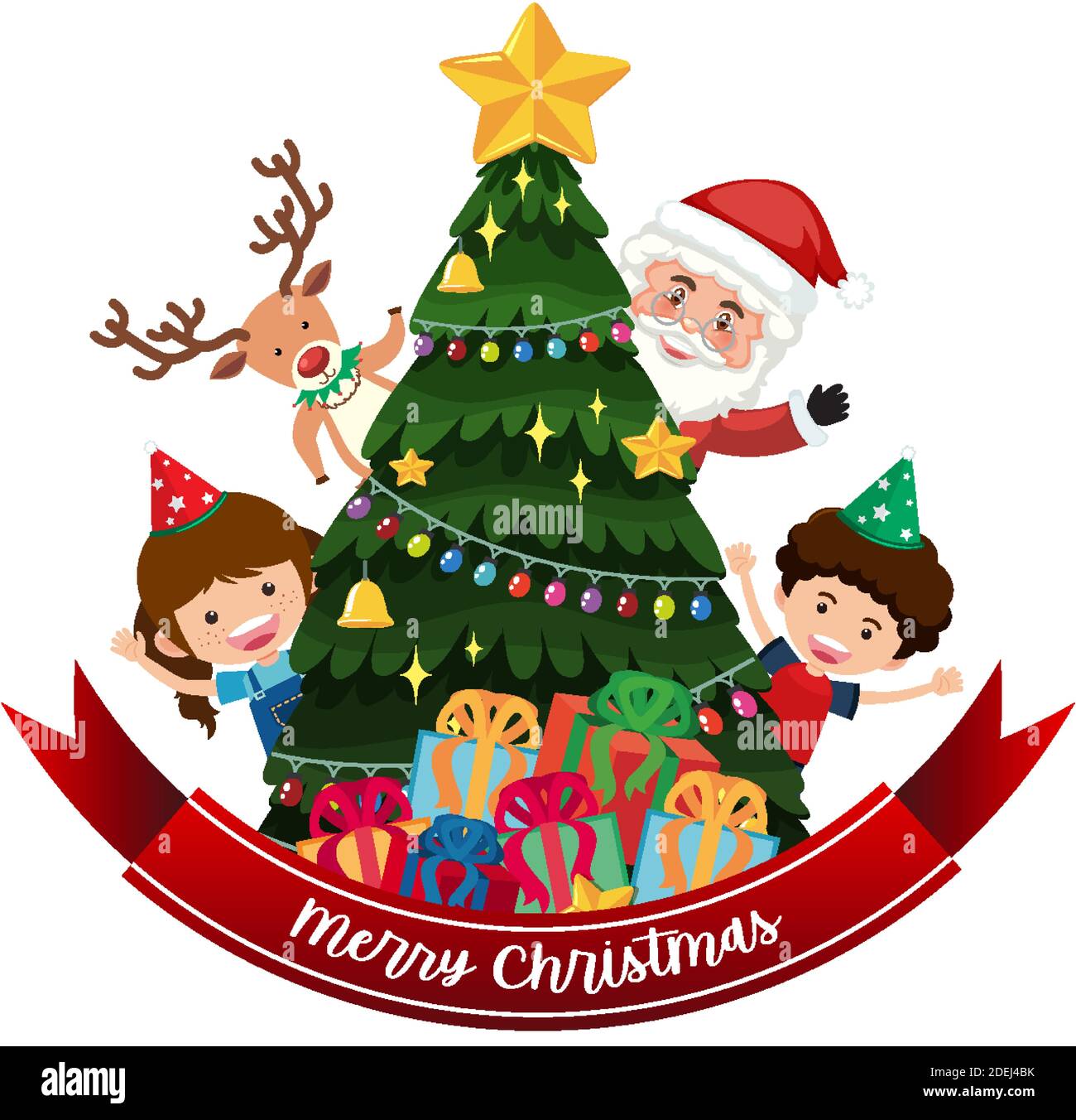 Isolated Merry Christmas banner illustration Stock Vector Image & Art ...