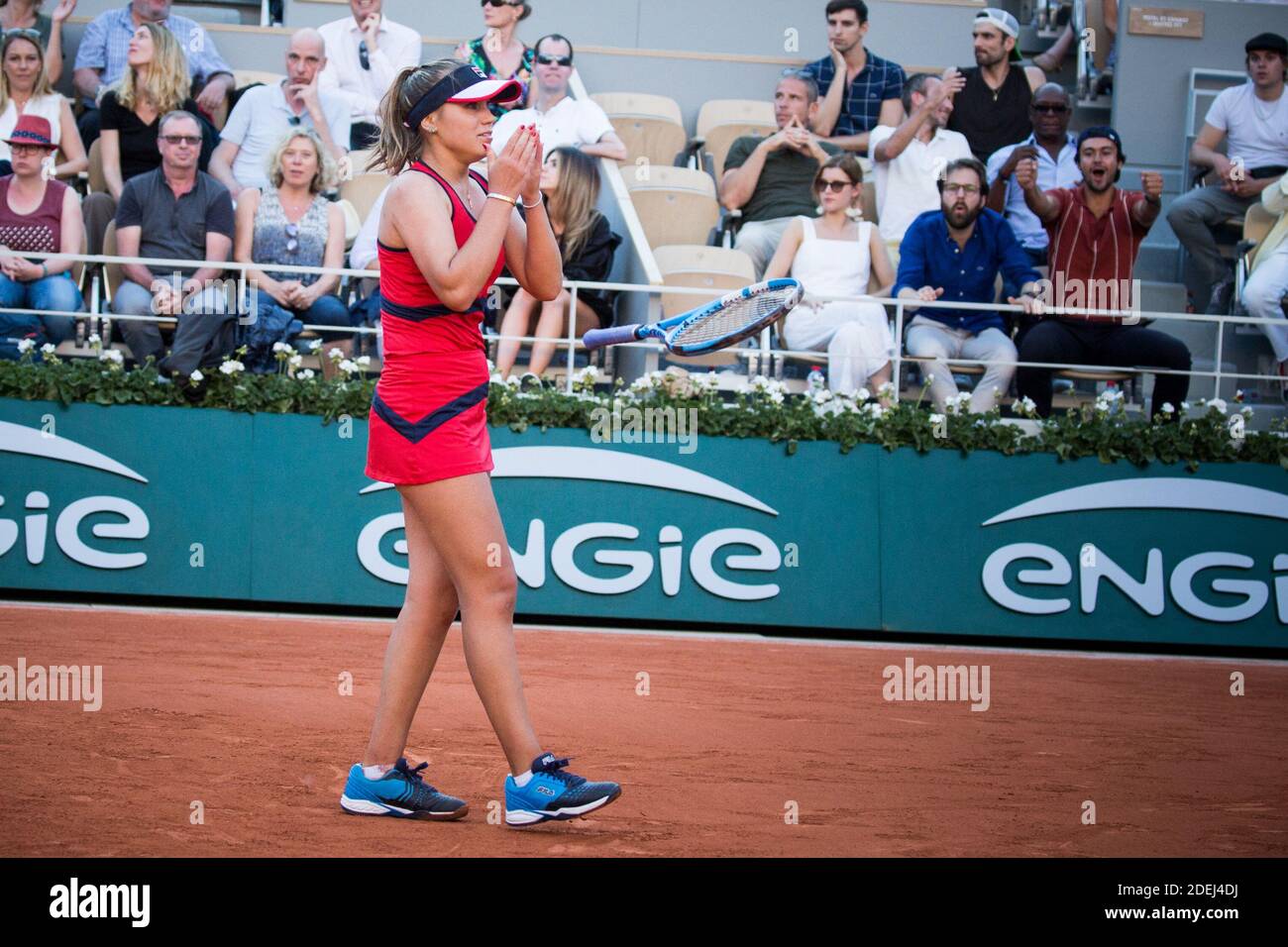 Sofia Kenin in action during French Tennis Open at Roland-Garros arena