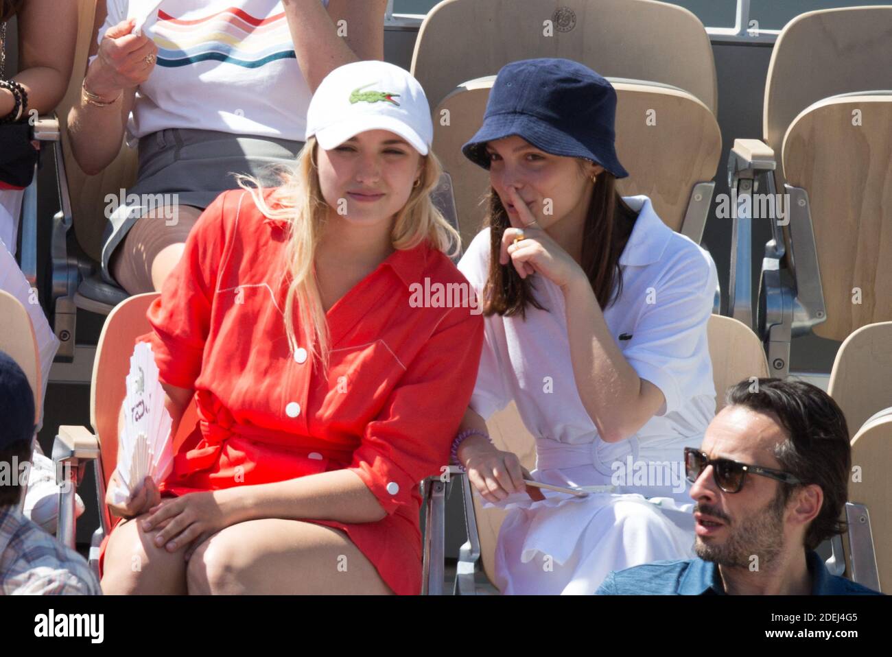 Chloe Jouannet and Lola Le Lann in stands during French Tennis Open at