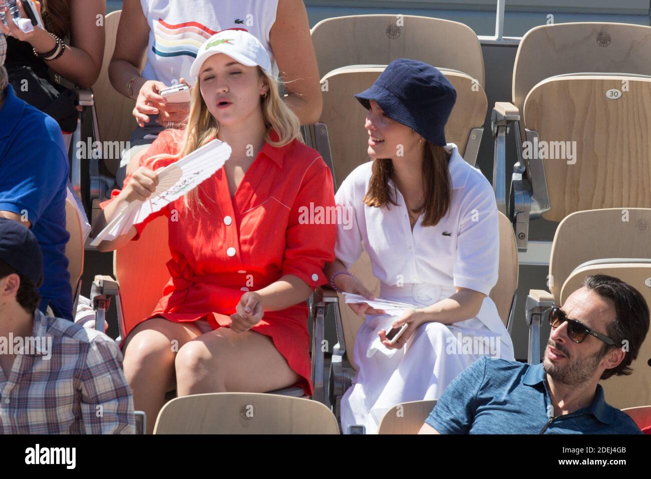 Chloe Jouannet and Lola Le Lann in stands during French Tennis Open at