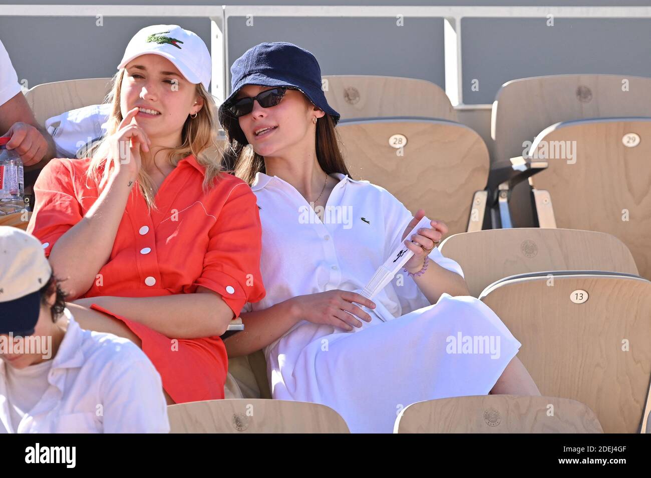 Actresses Chloe Jouannet and Lola Le Lann with boyfriend attend the