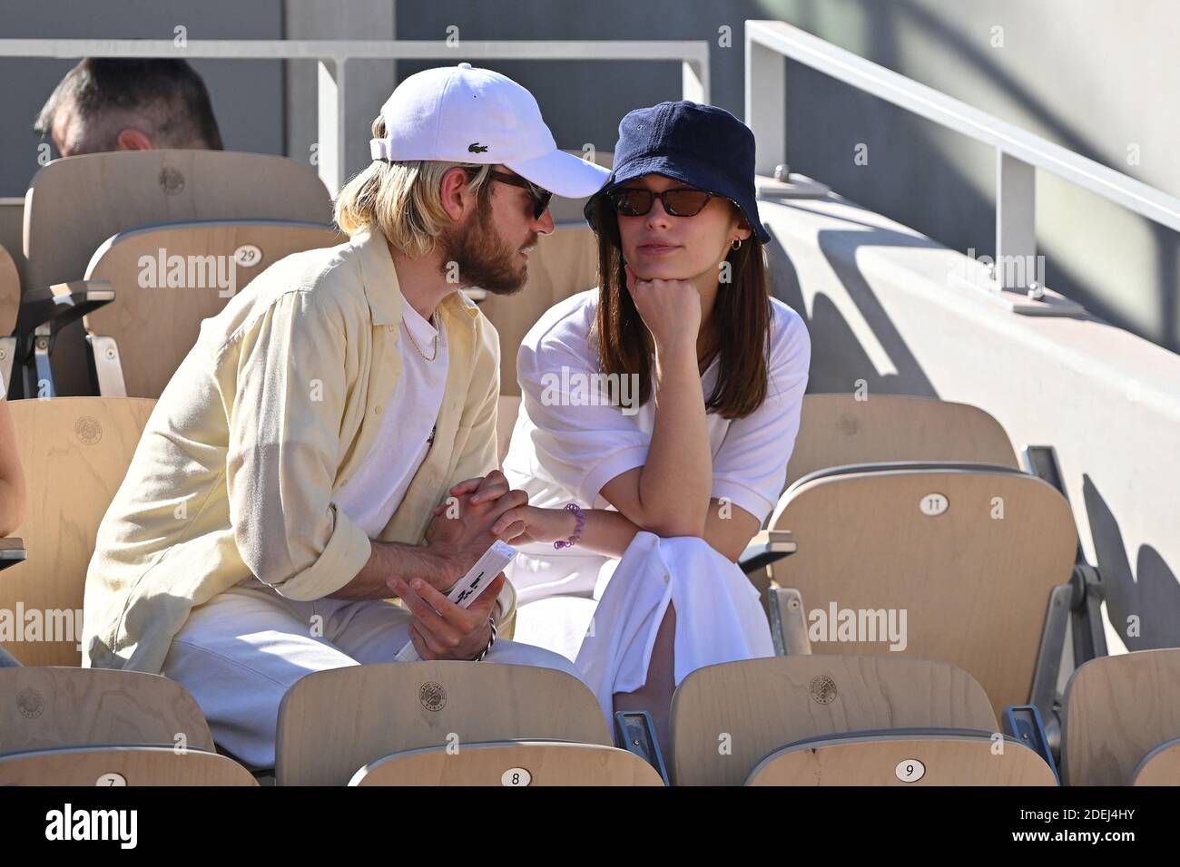 Lola Le Lann with boyfriend attends the 2019 French Tennis Open - Day