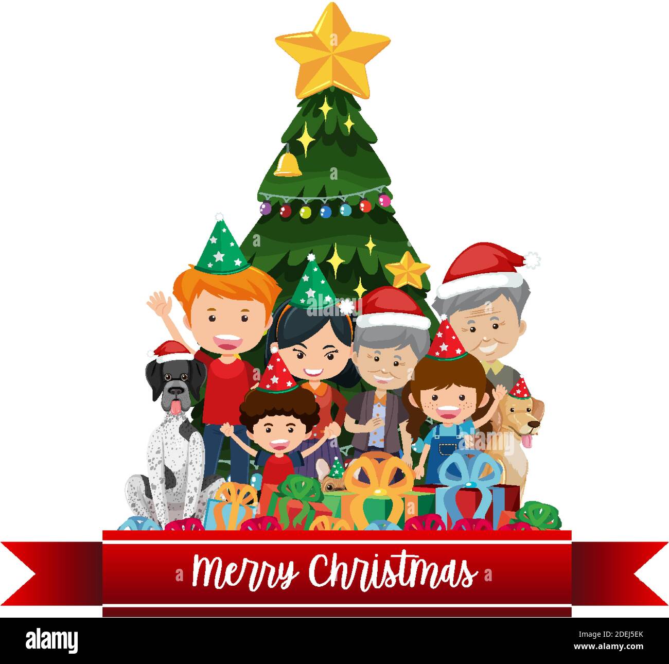 Isolated Merry Christmas banner illustration Stock Vector Image & Art ...