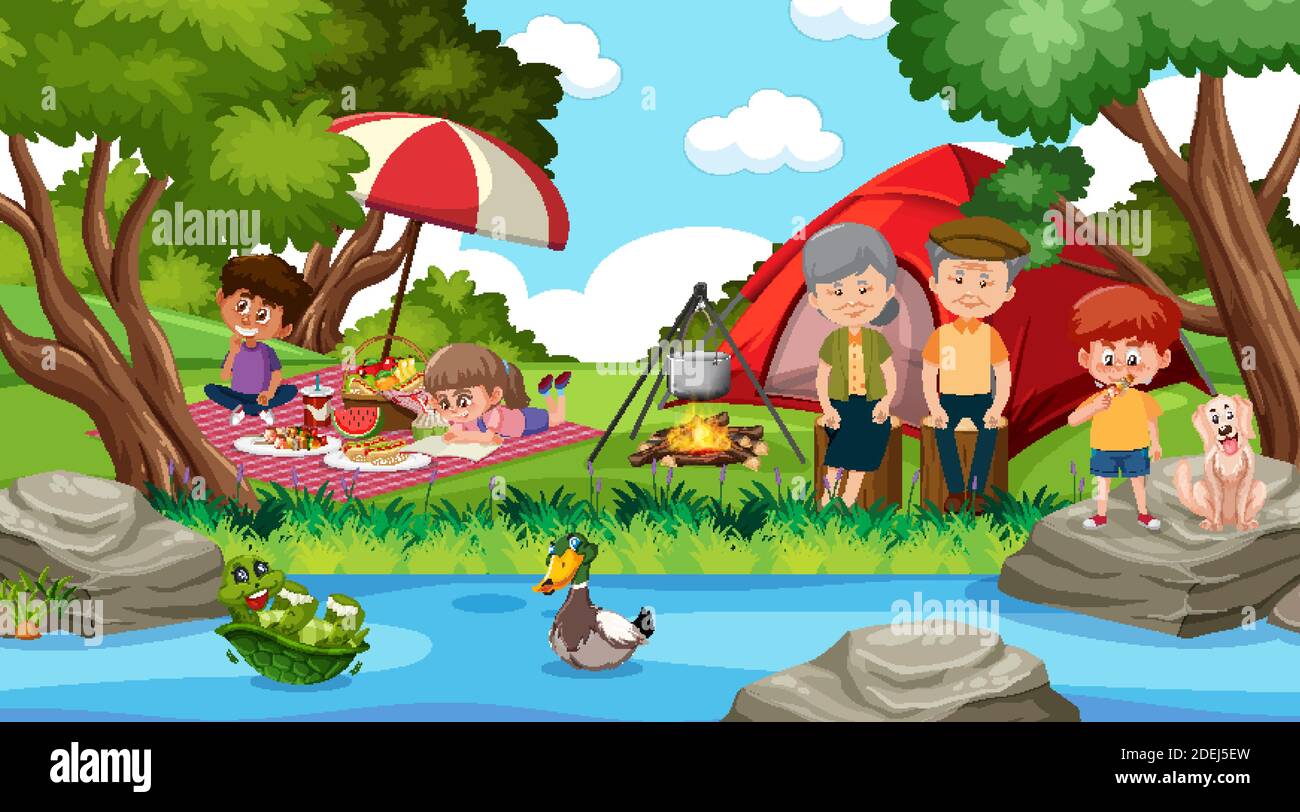 Picnic scene with happy family in the forest illustration Stock Vector Image & Art - Alamy Picnic scene with happy family in the forest illustration Stock Vector Image & Art - Alamy