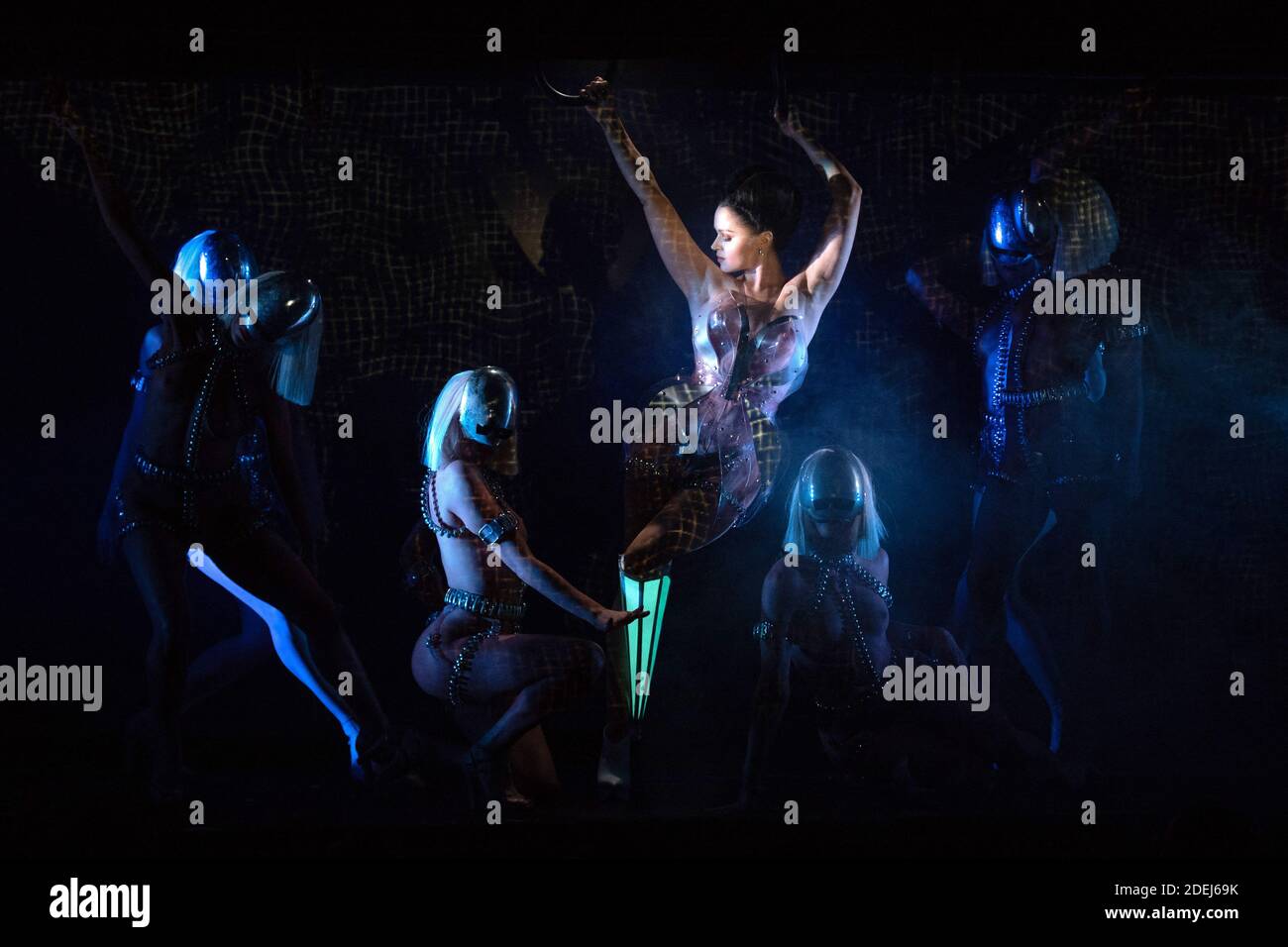 Viktoria Modesta performing during the Premiere of the Bionic Showgirl