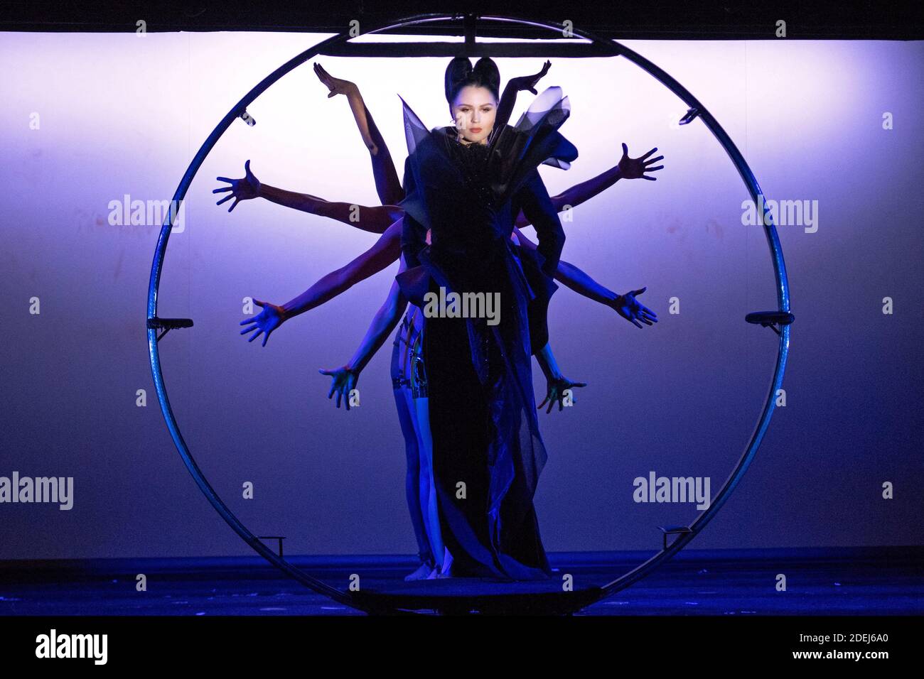 Viktoria Modesta performing during the Premiere of the Bionic Showgirl