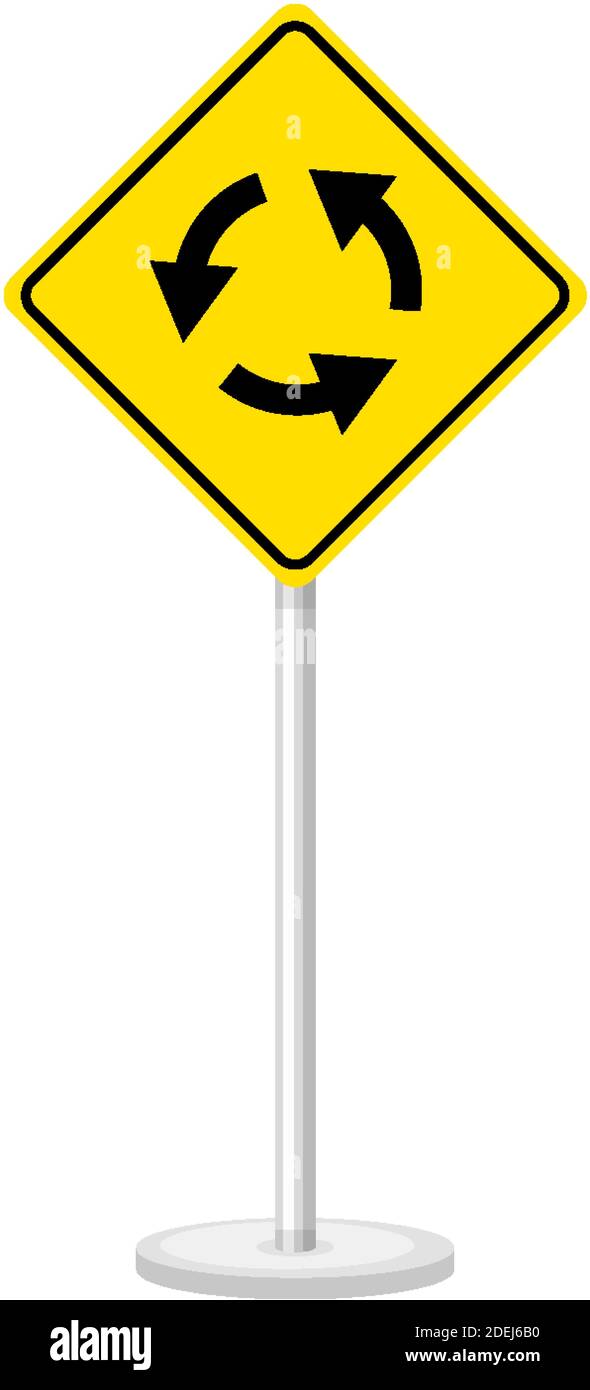 Roundabout sign isolated on white background illustration Stock Vector