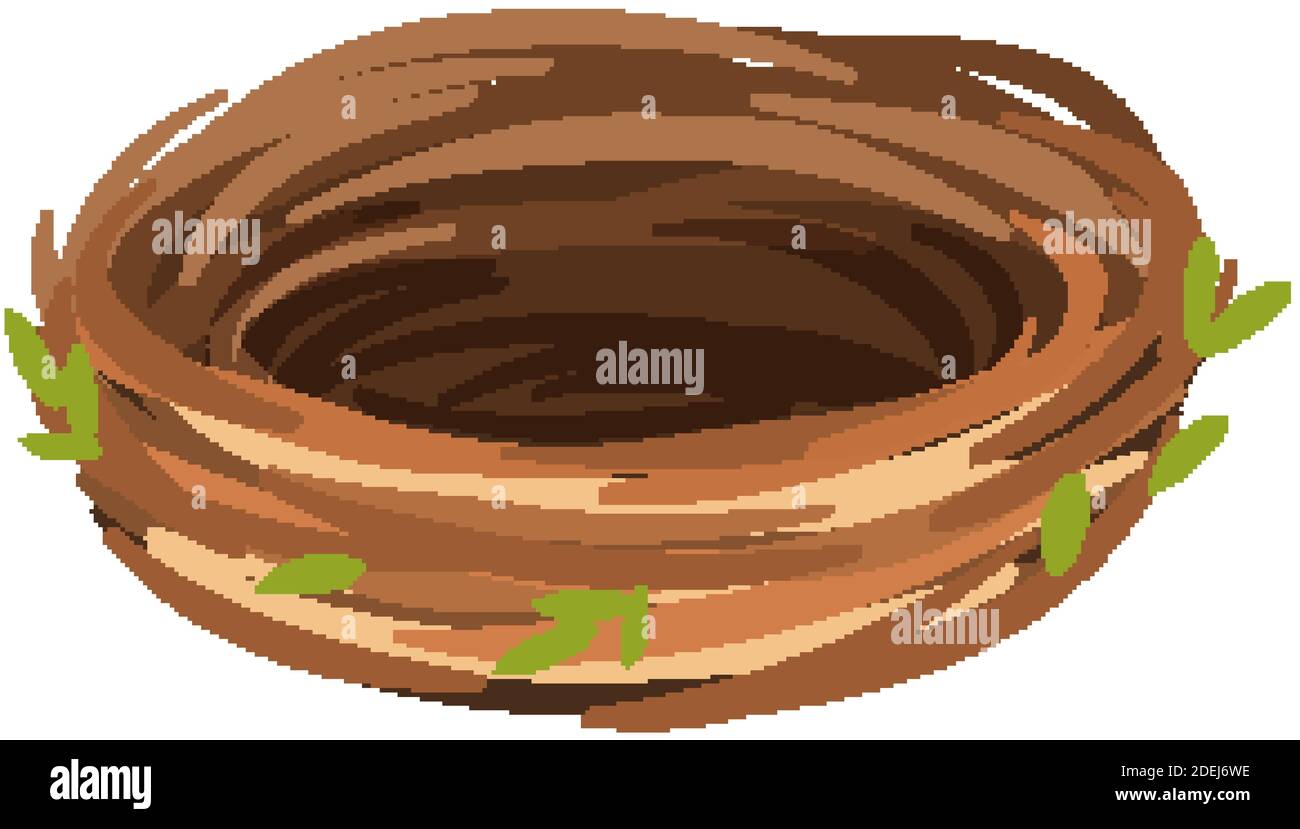 Isolated empty bird nest on white background illustration Stock Vector ...