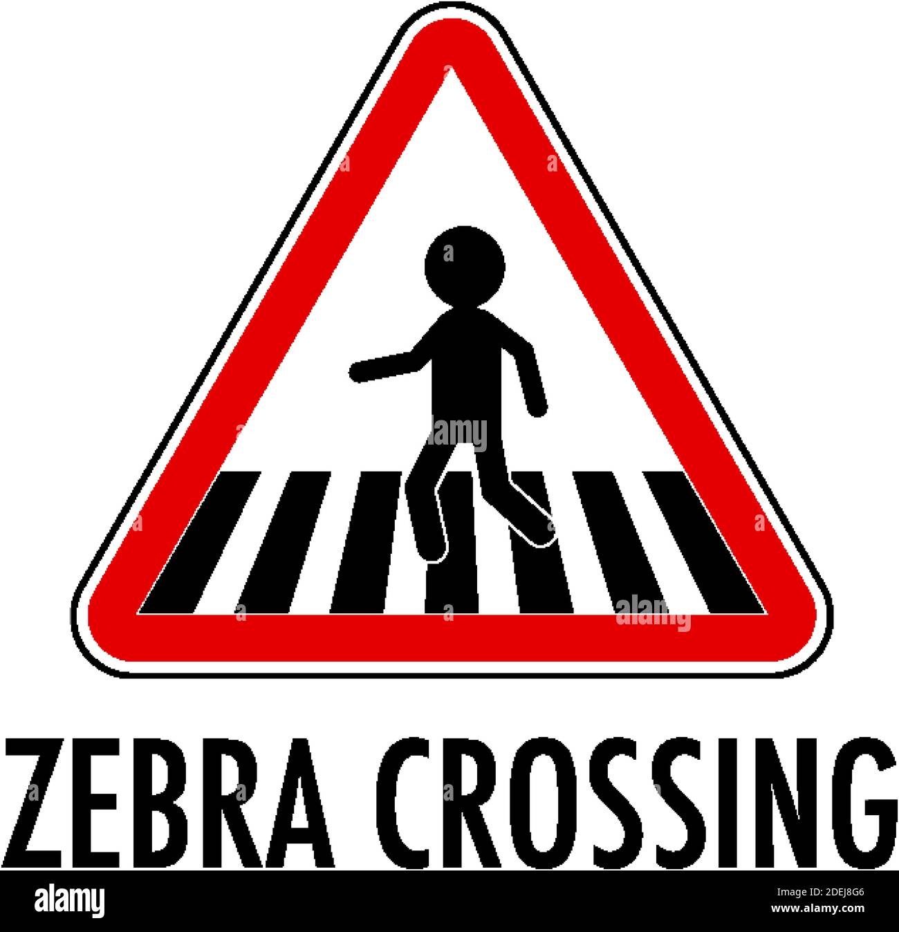 Zebra crossing traffic sign on white background illustration Stock