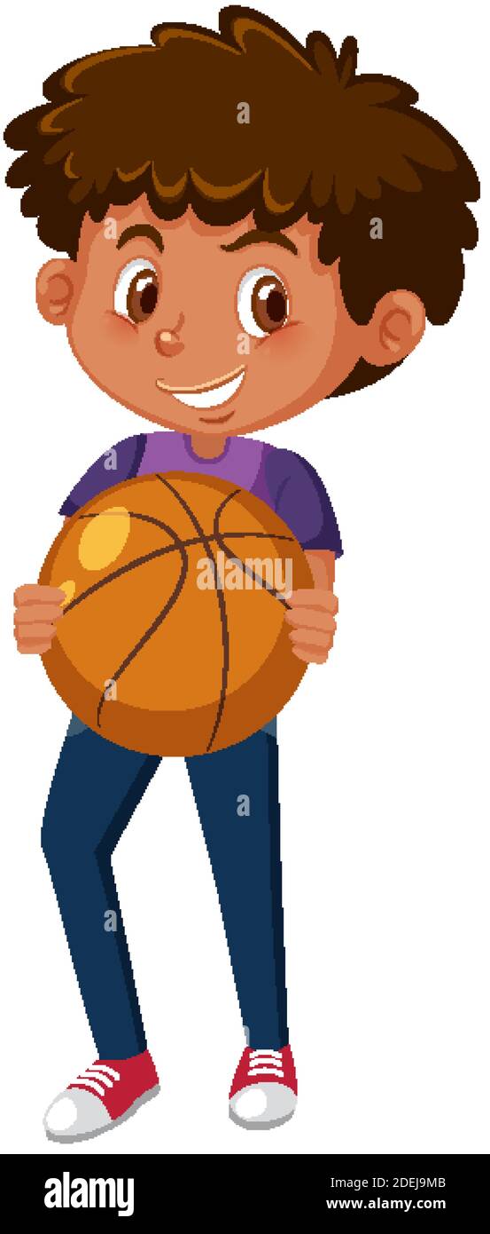 Boy holding cute animal cartoon character isolated on white background ...