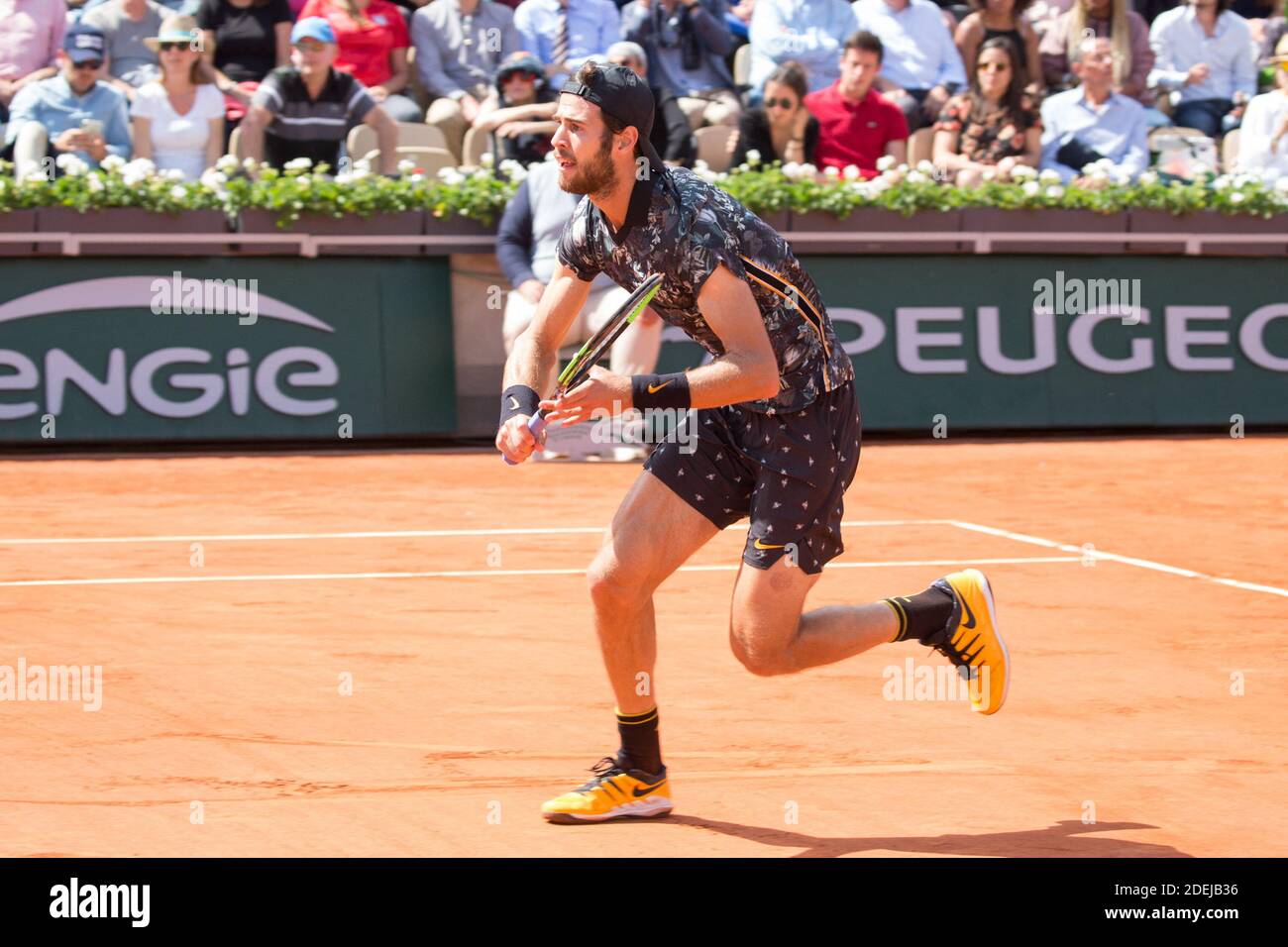 Karen Khachanov in action during French Tennis Open at Roland-Garros arena  on June 06, 2019 in Paris, France. Photo by Nasser Berzane/ABACAPRESS.COM  Stock Photo - Alamy