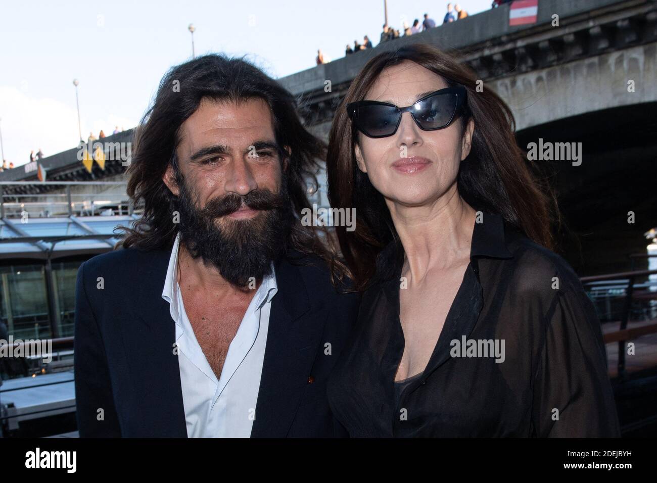 Nicolas Lefebvre and Monica Bellucci attending the Maud Fontenoy