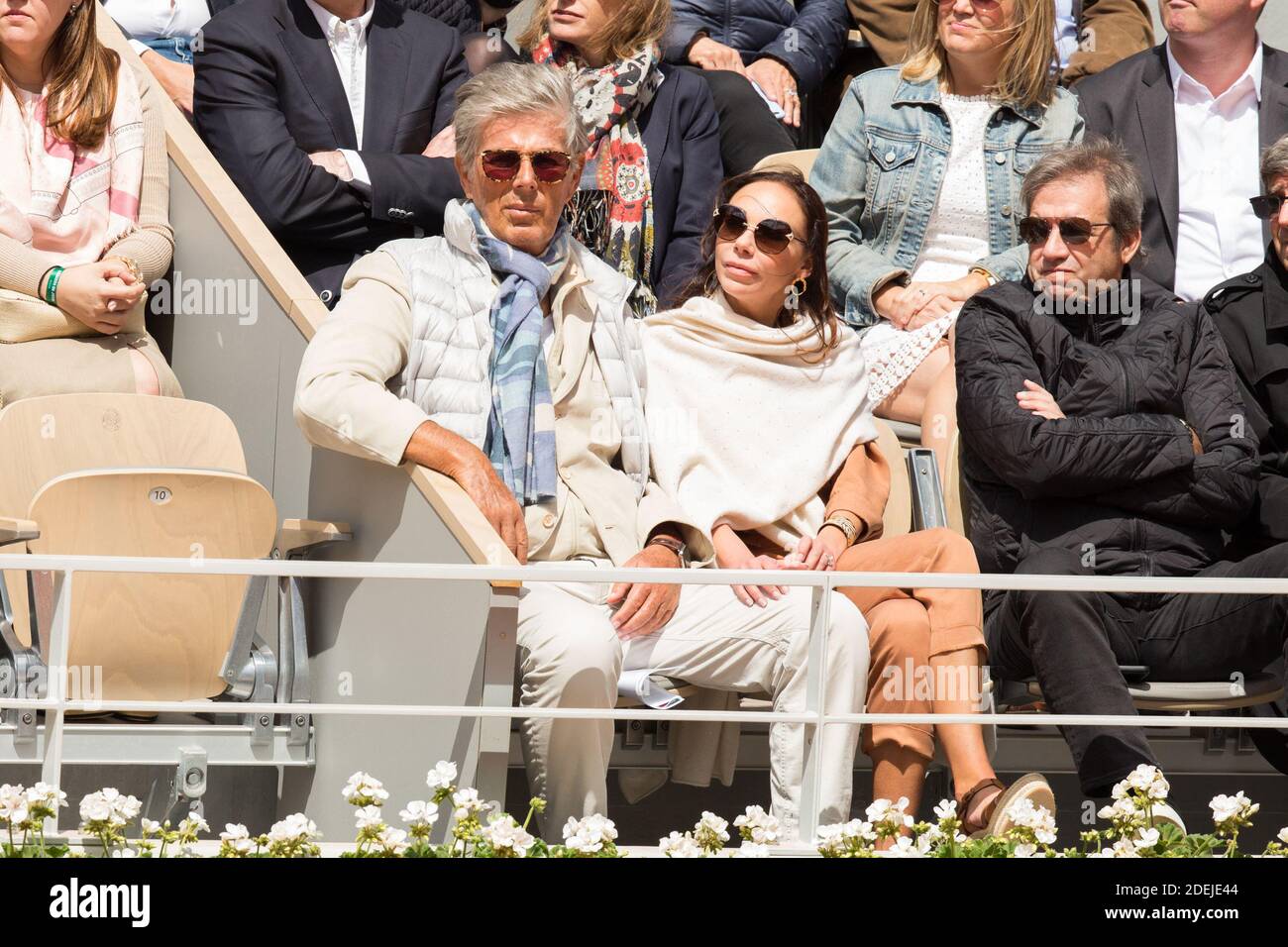 Dominique Desseigne and Alexandra Cardinale in stands during French ...