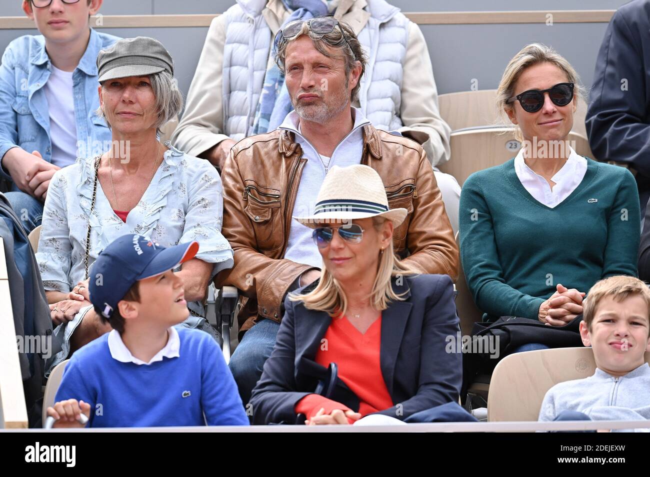 Actor Mads Mikkelsen and his wife Hanne Jacobsen attend the 2019 French  Tennis Open - Day Fourteen