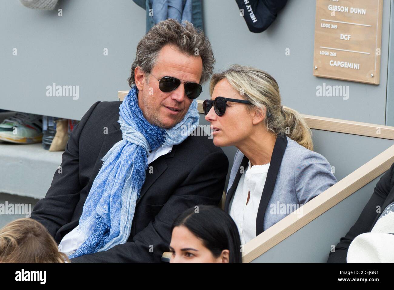 Anne-Sophie Lapix and her husband Arthur Sadoun in stands during French  Tennis Open at Roland-Garros arena on June 08, 2019 in Paris, France. Photo  by Nasser Berzane/ABACAPRESS.COM Stock Photo - Alamy