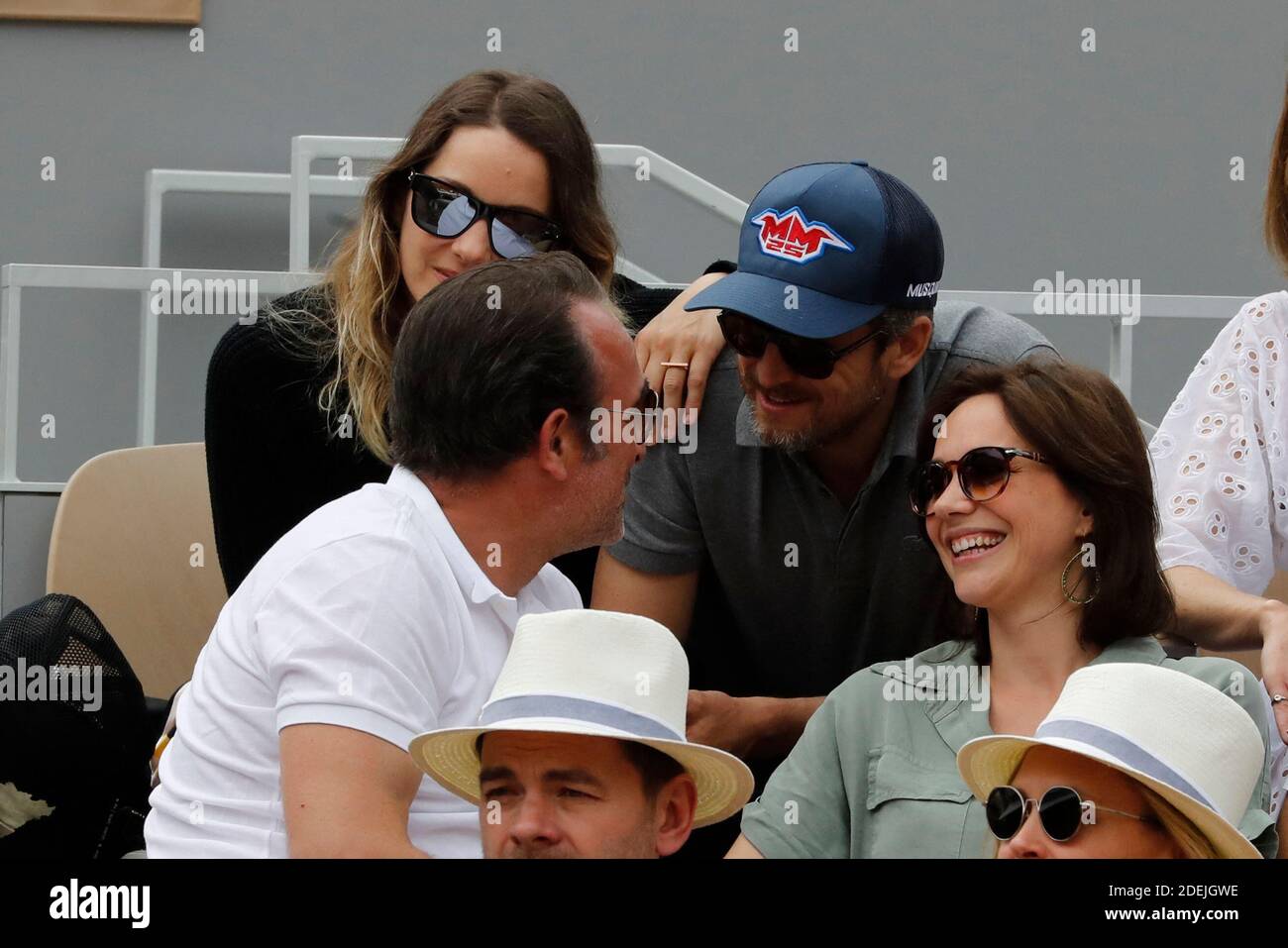 Marion Cotillard, Guillaume Canet, Jean Dujardin and Nathalie Pechalat seen  when Spain's Rafael Nadal beats Austria's Dominic Thiem 6-3, 5-7, 6-1, 6-1  in their Men Final of the 2019 BNP Paribas Tennis