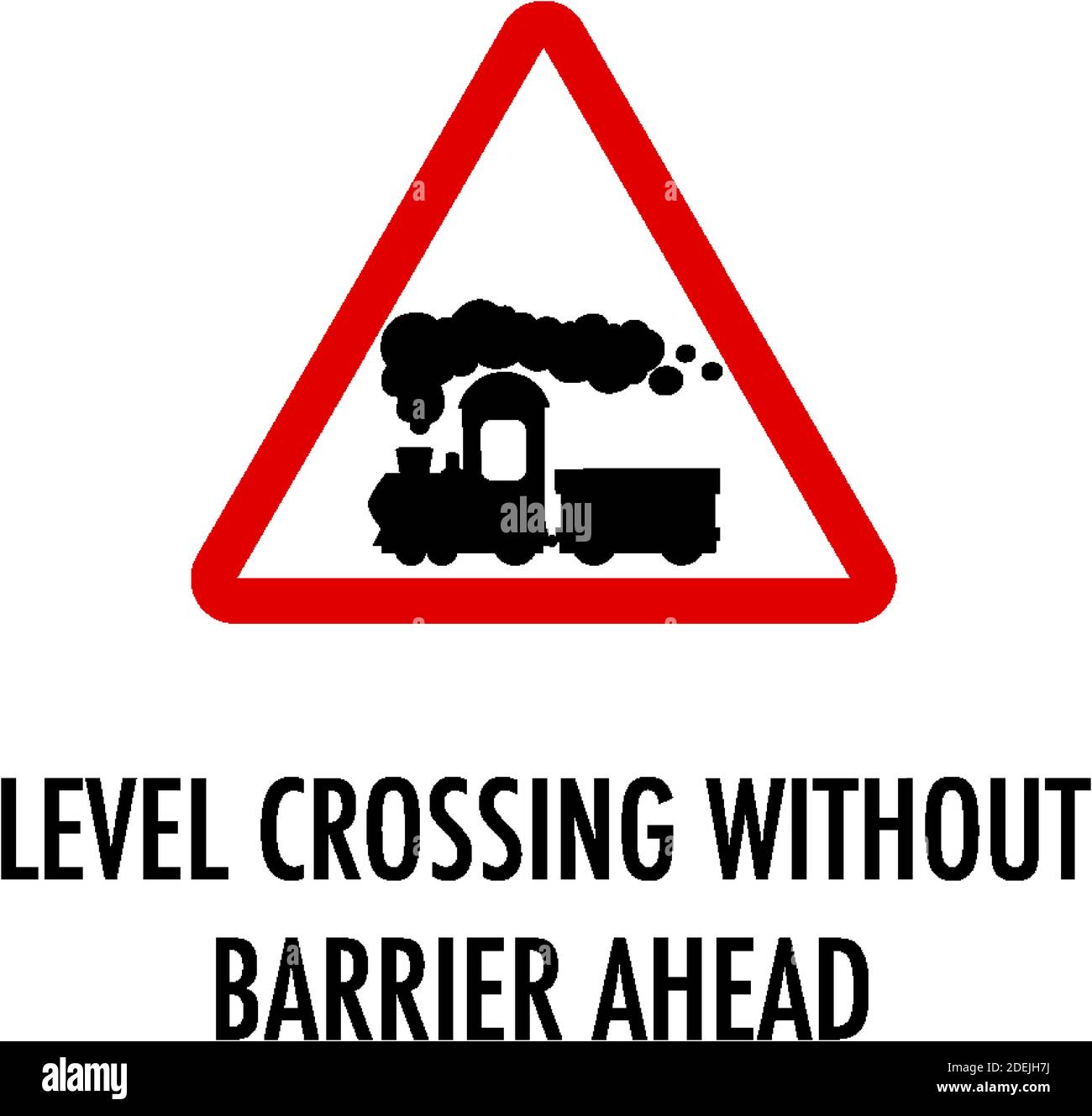 Level crossing without barrier ahead sign on white background illustration Stock Vector