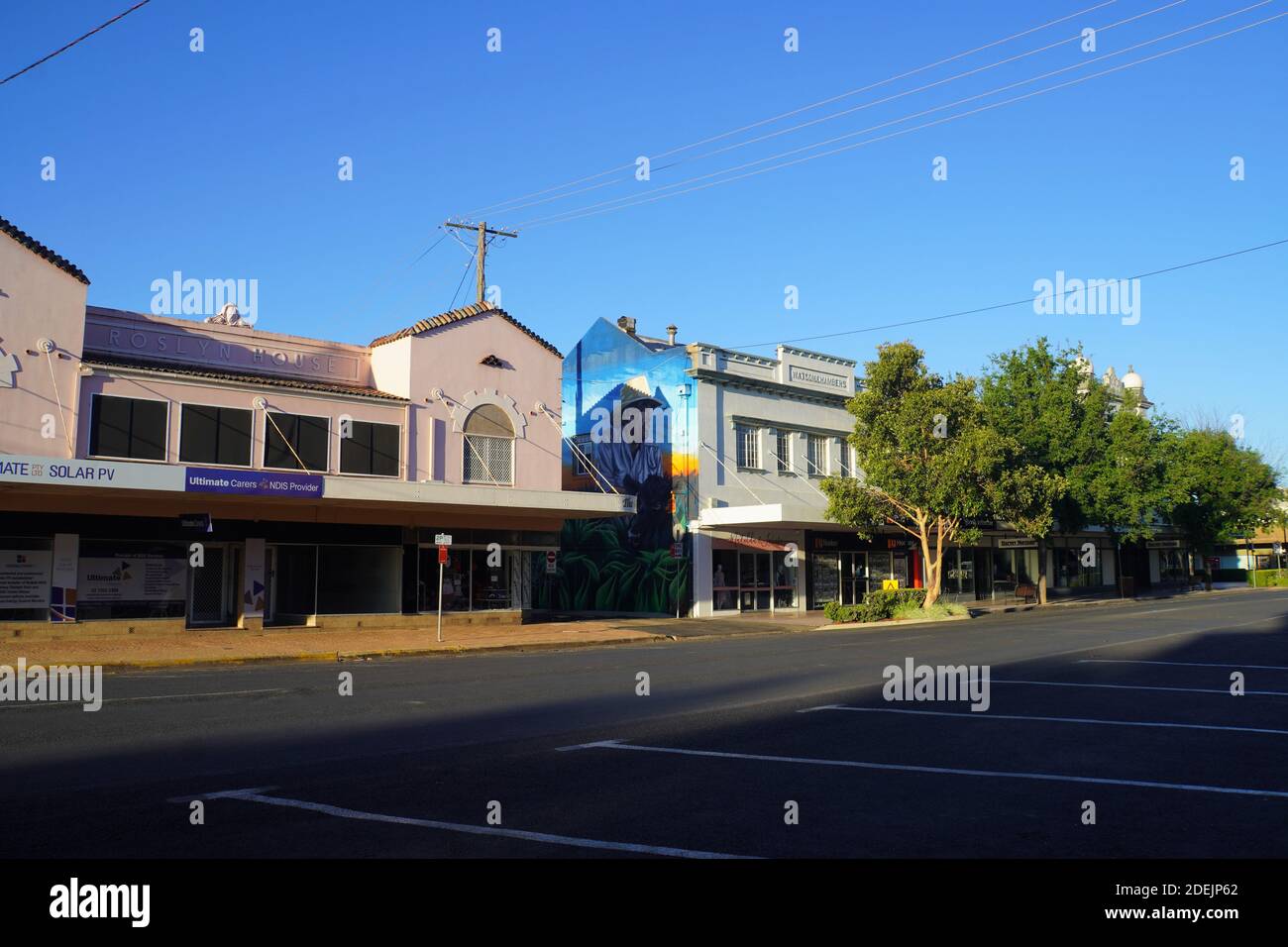 One of Moree’s Main Streets on a Late Sunday Afternoon Stock Photo