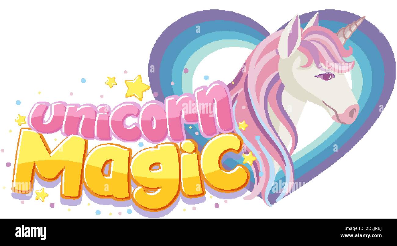 Unicorn magic logo with unicorn in pastel color illustration Stock ...